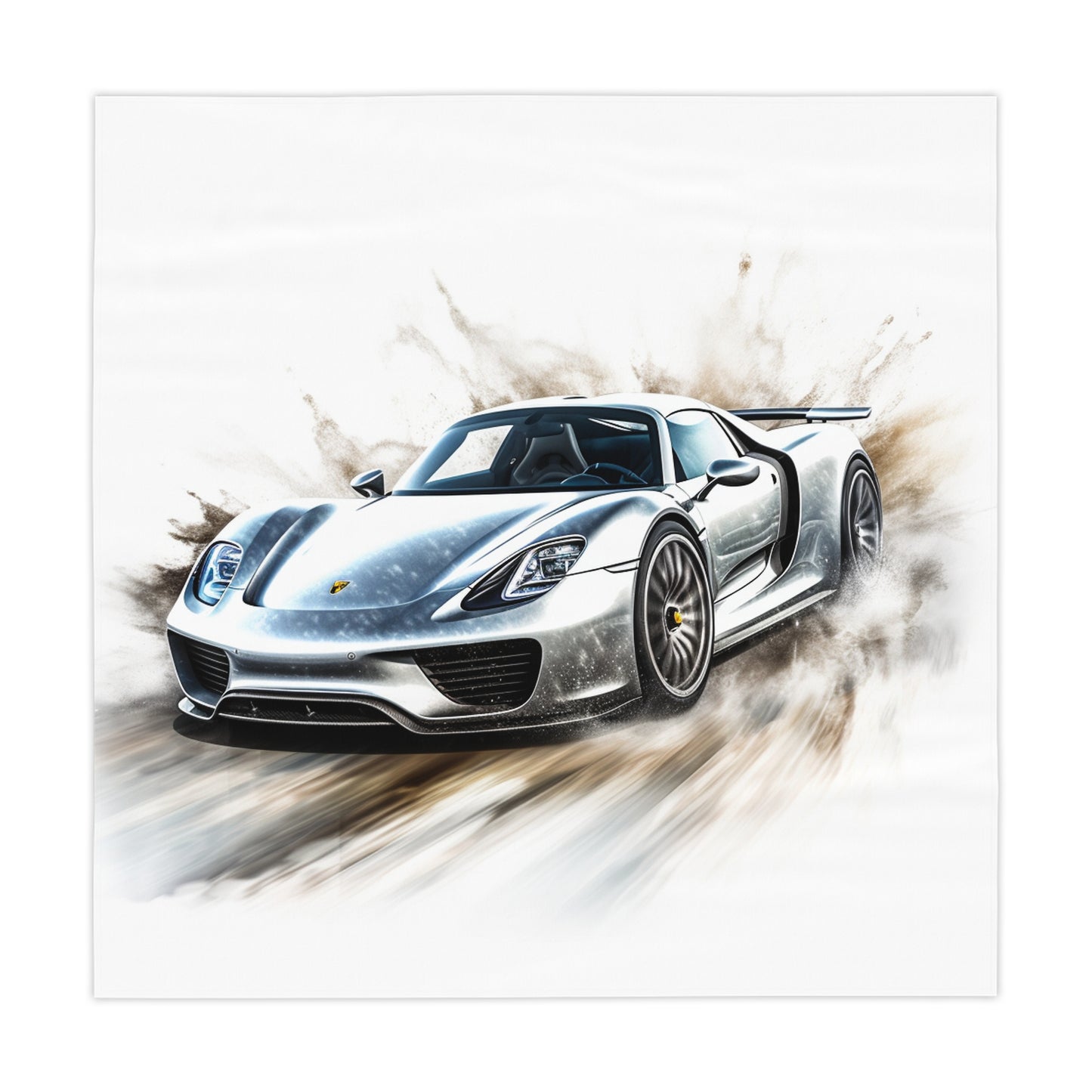 Tablecloth 918 Spyder white background driving fast with water splashing 2