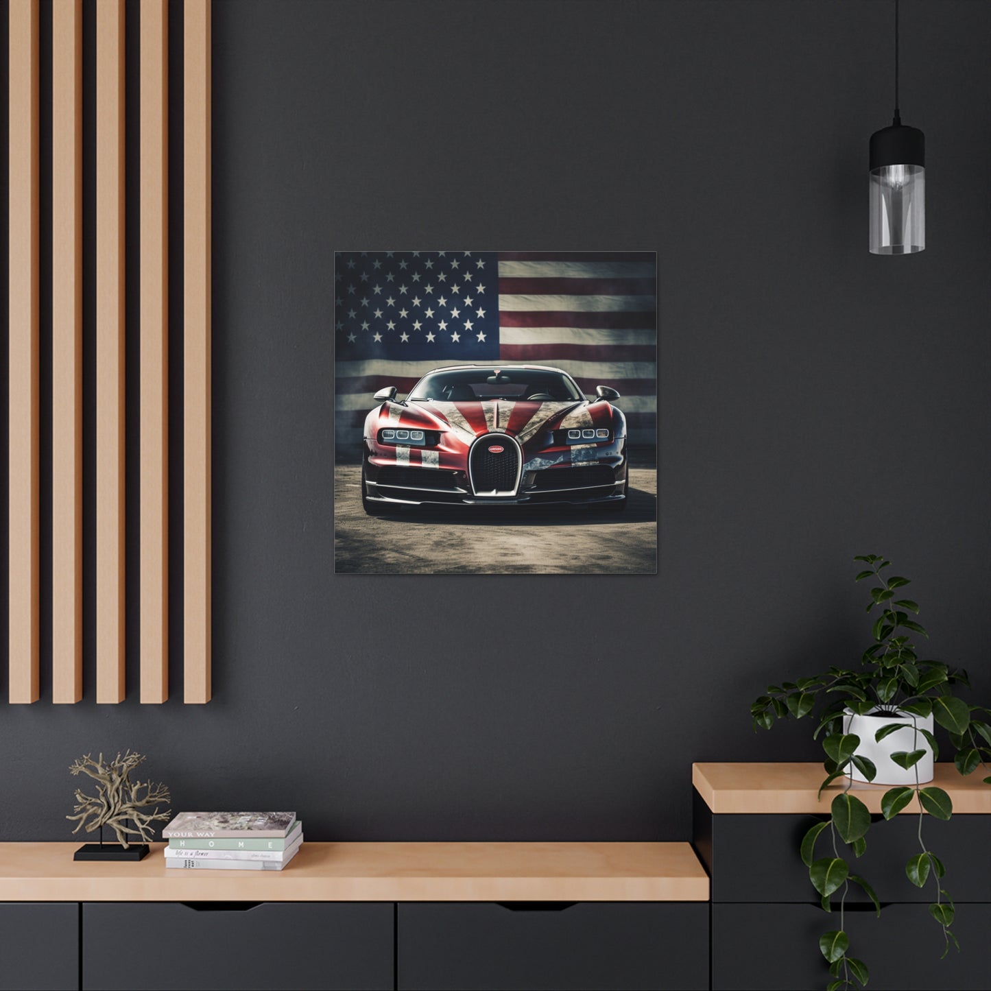 Canvas Gallery Wraps American Flag Background Bugatti 3