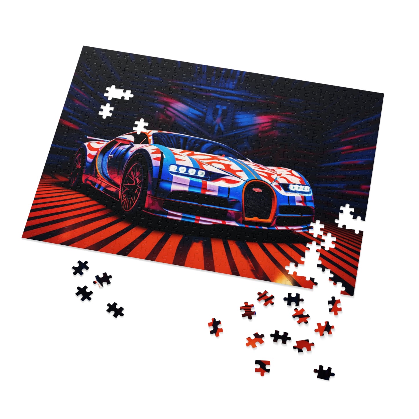 Jigsaw Puzzle (30, 110, 252, 500,1000-Piece) Macro Bugatti American Flag 1