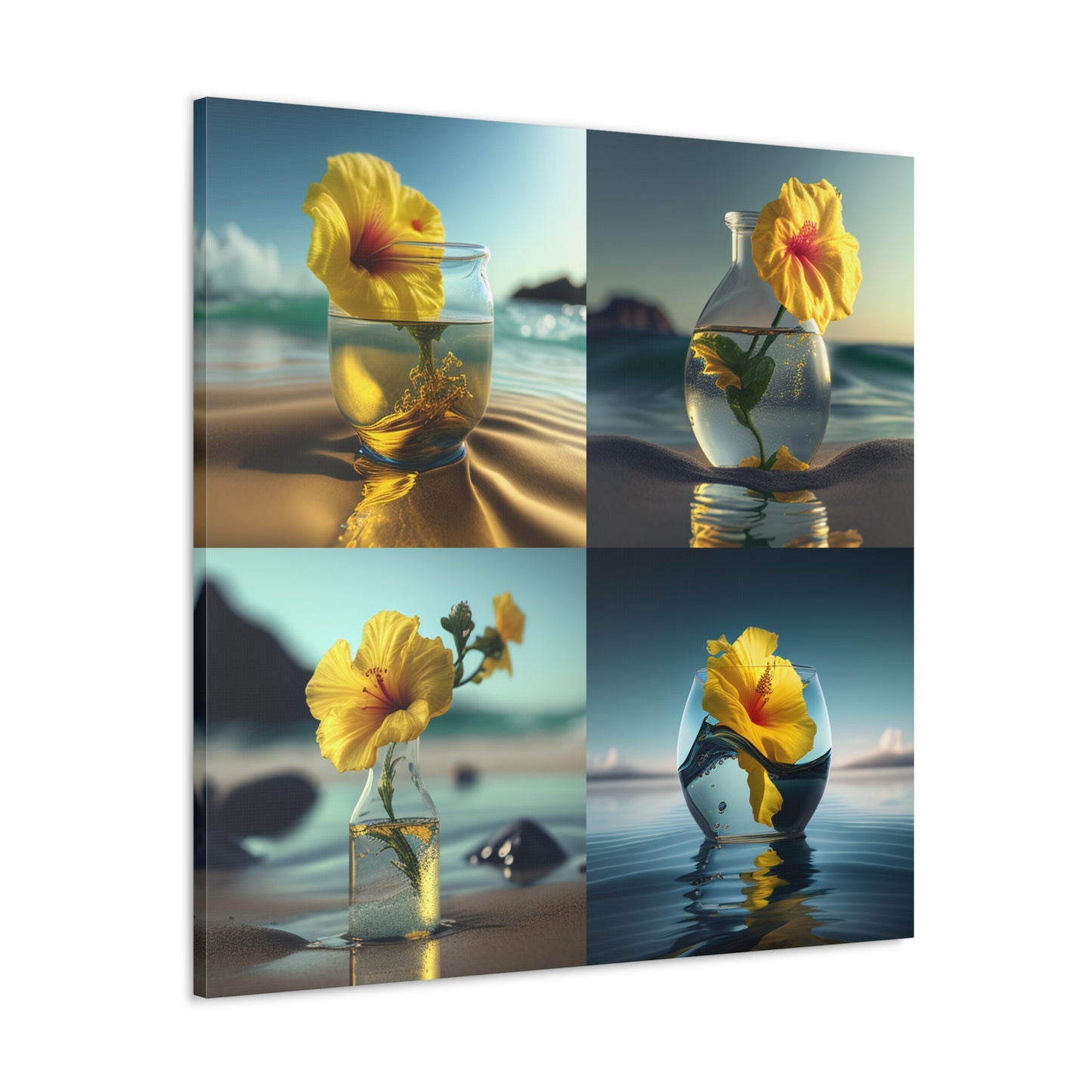 Canvas Gallery Wraps Yellow Hibiscus glass 5
