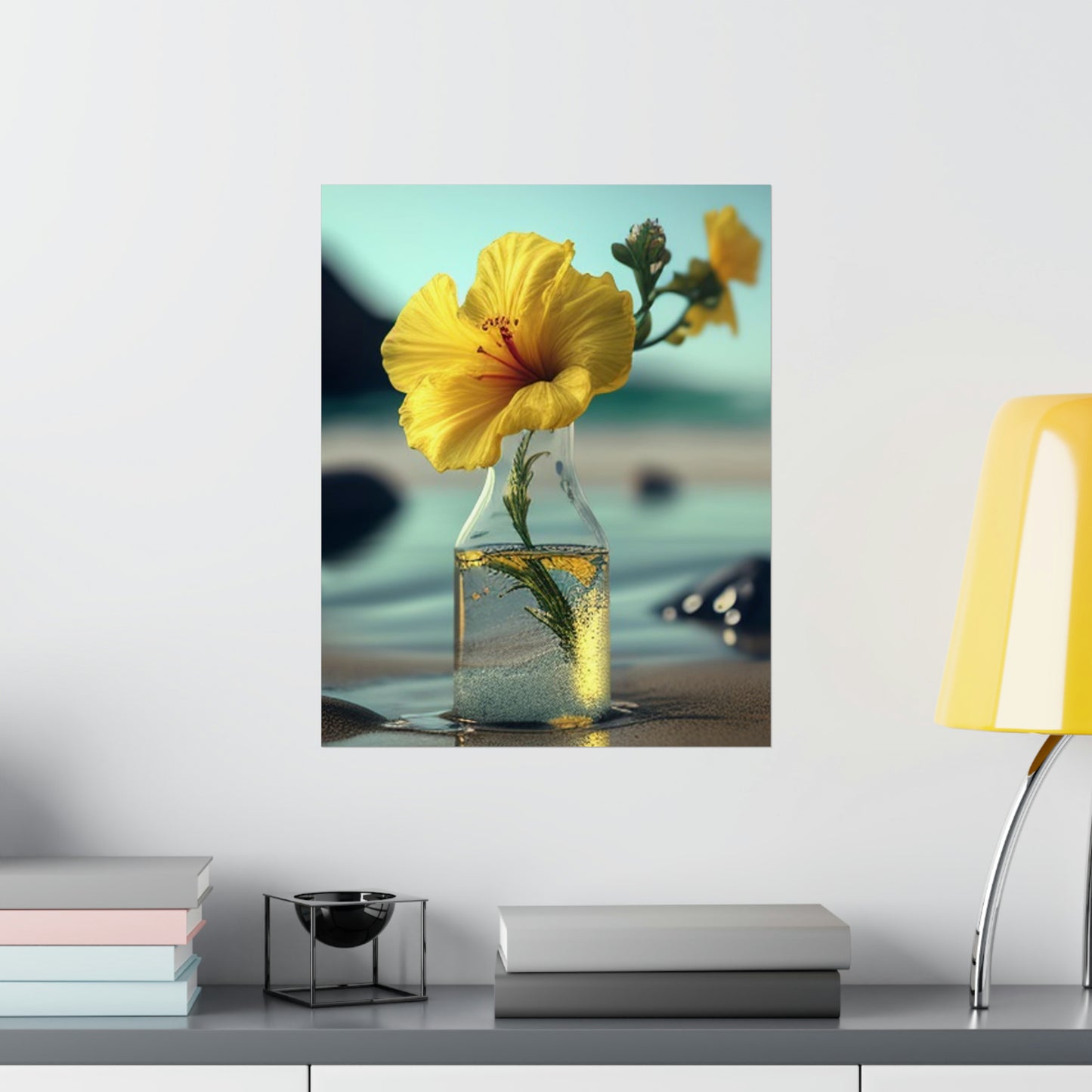 Premium Matte Vertical Posters Yellow Hibiscus glass 3