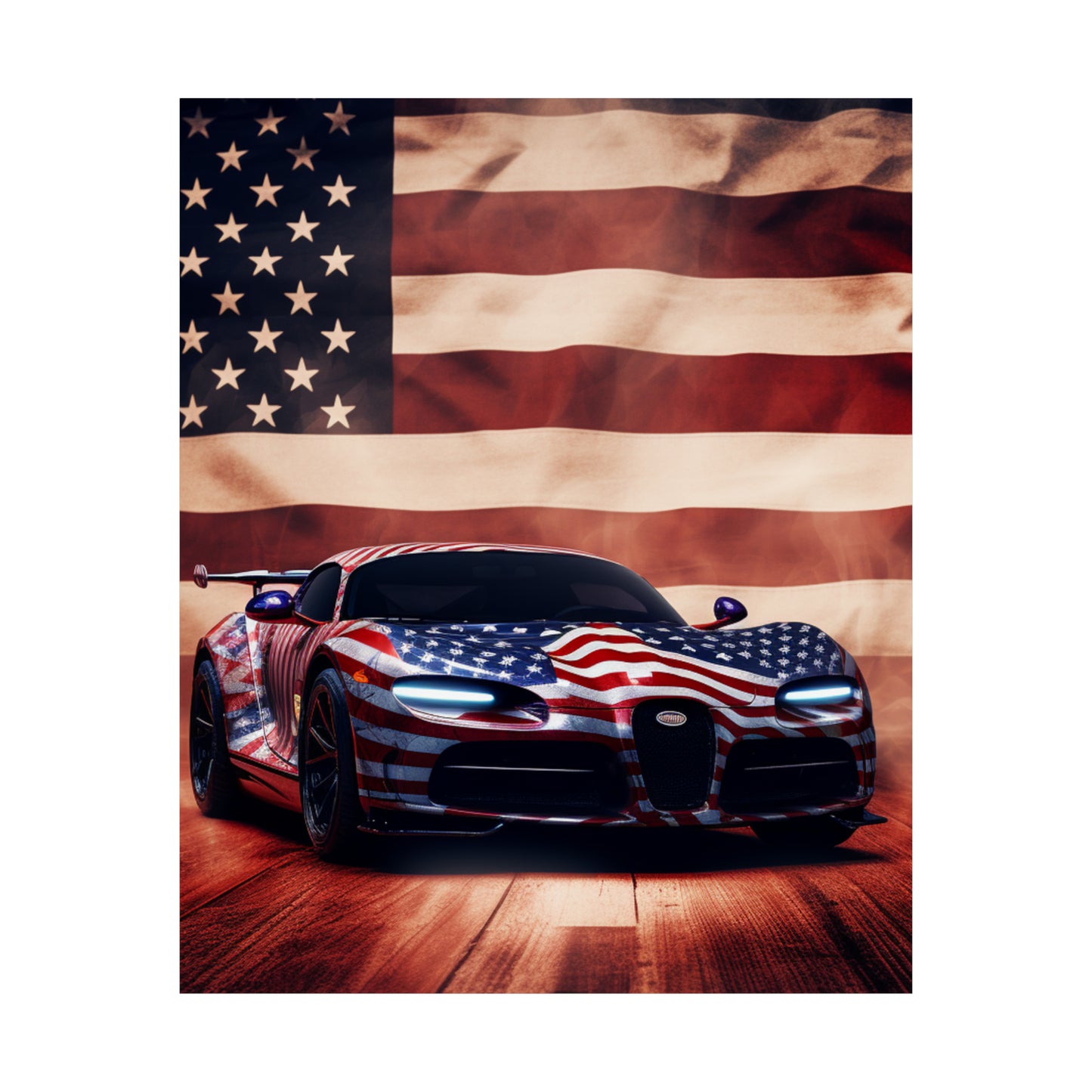 Premium Matte Vertical Posters Abstract American Flag Background Bugatti 2