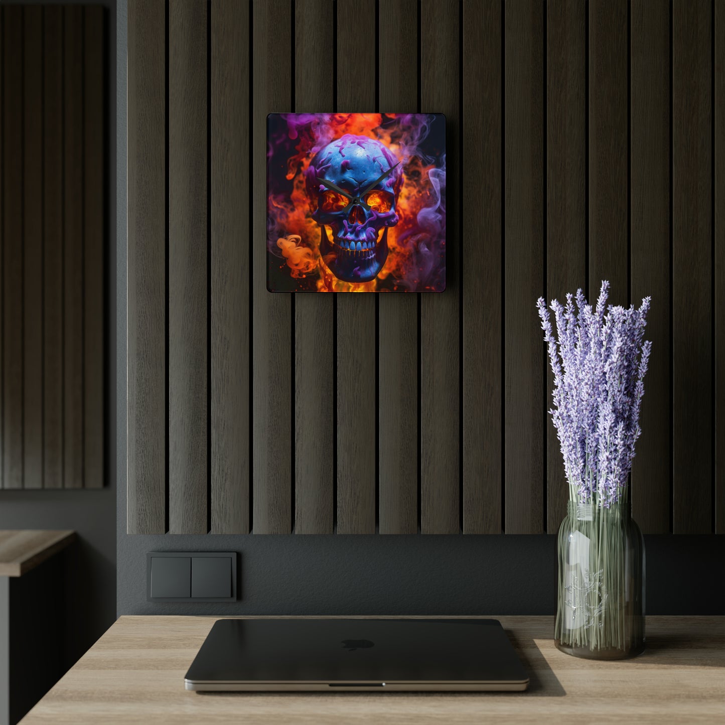 Acrylic Wall Clock Macro Skull 3