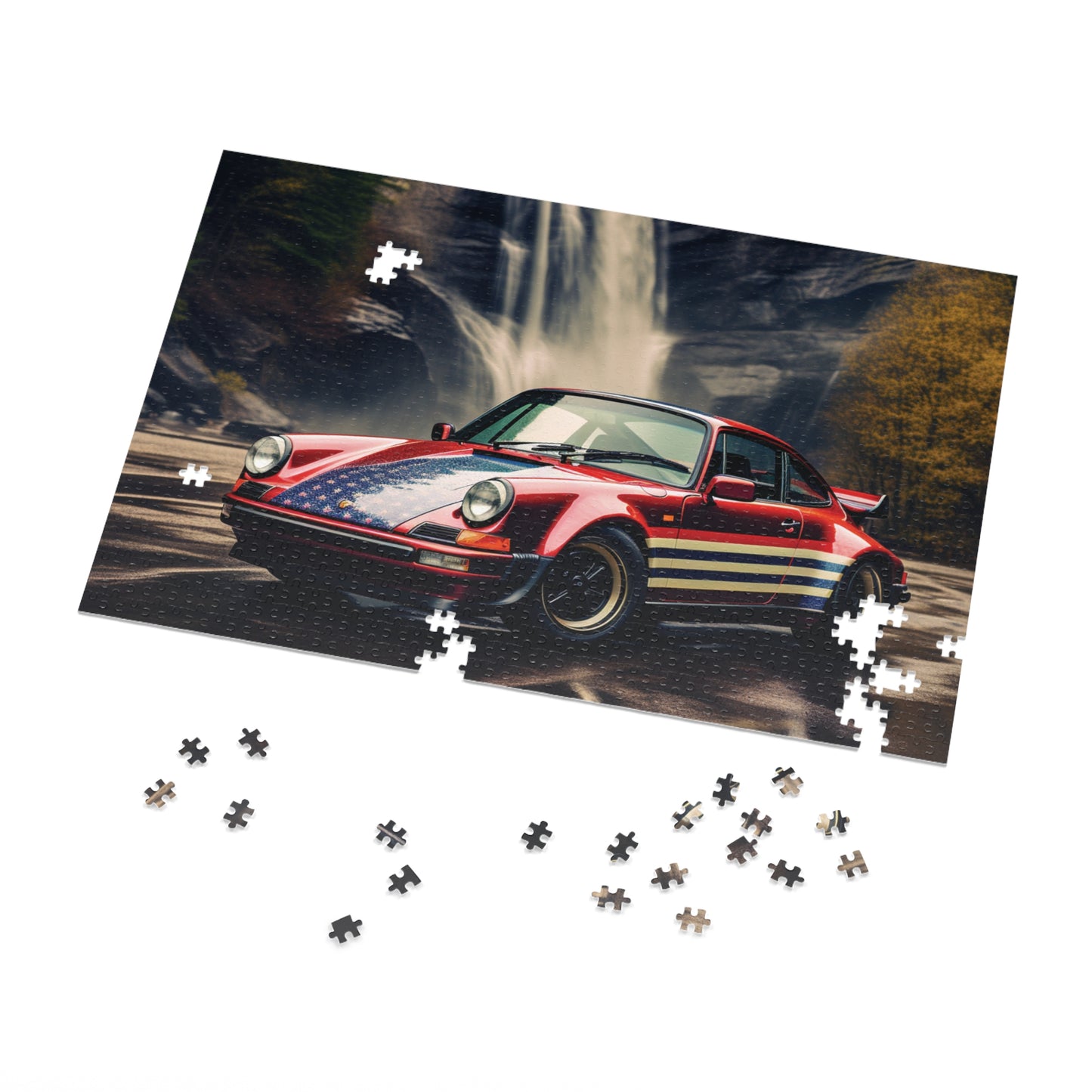 Jigsaw Puzzle (30, 110, 252, 500,1000-Piece) American Flag Porsche Abstract 1