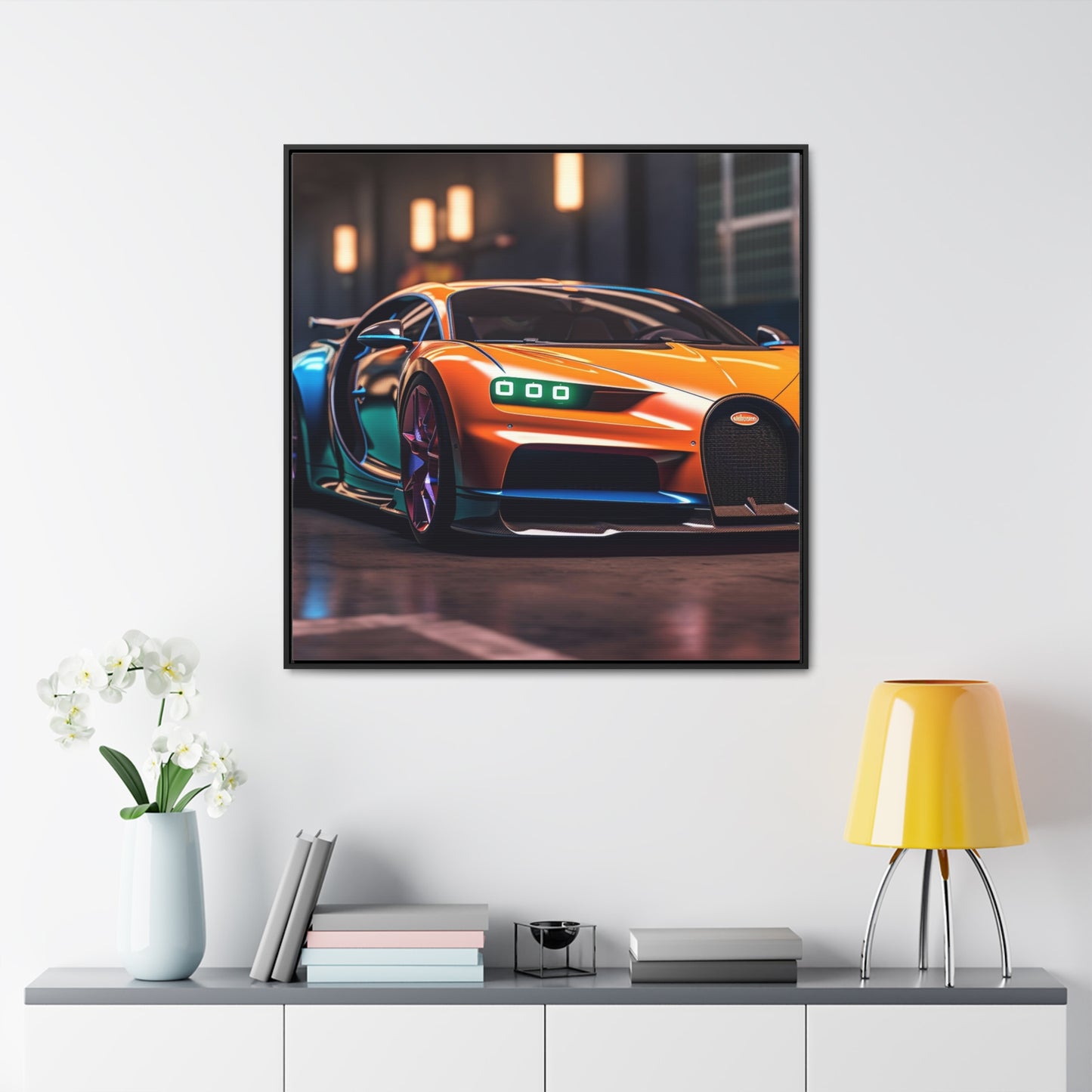 Gallery Canvas Wraps, Square Frame Hyper Bugatti Neon Chiron 1