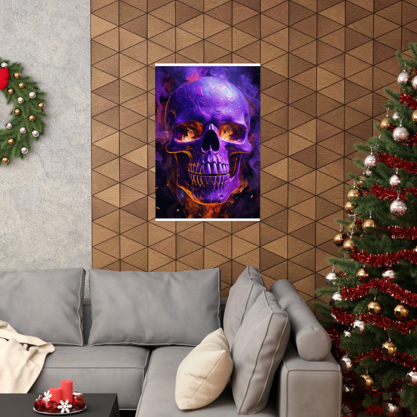 Premium Matte Vertical Posters Skull Flames 1