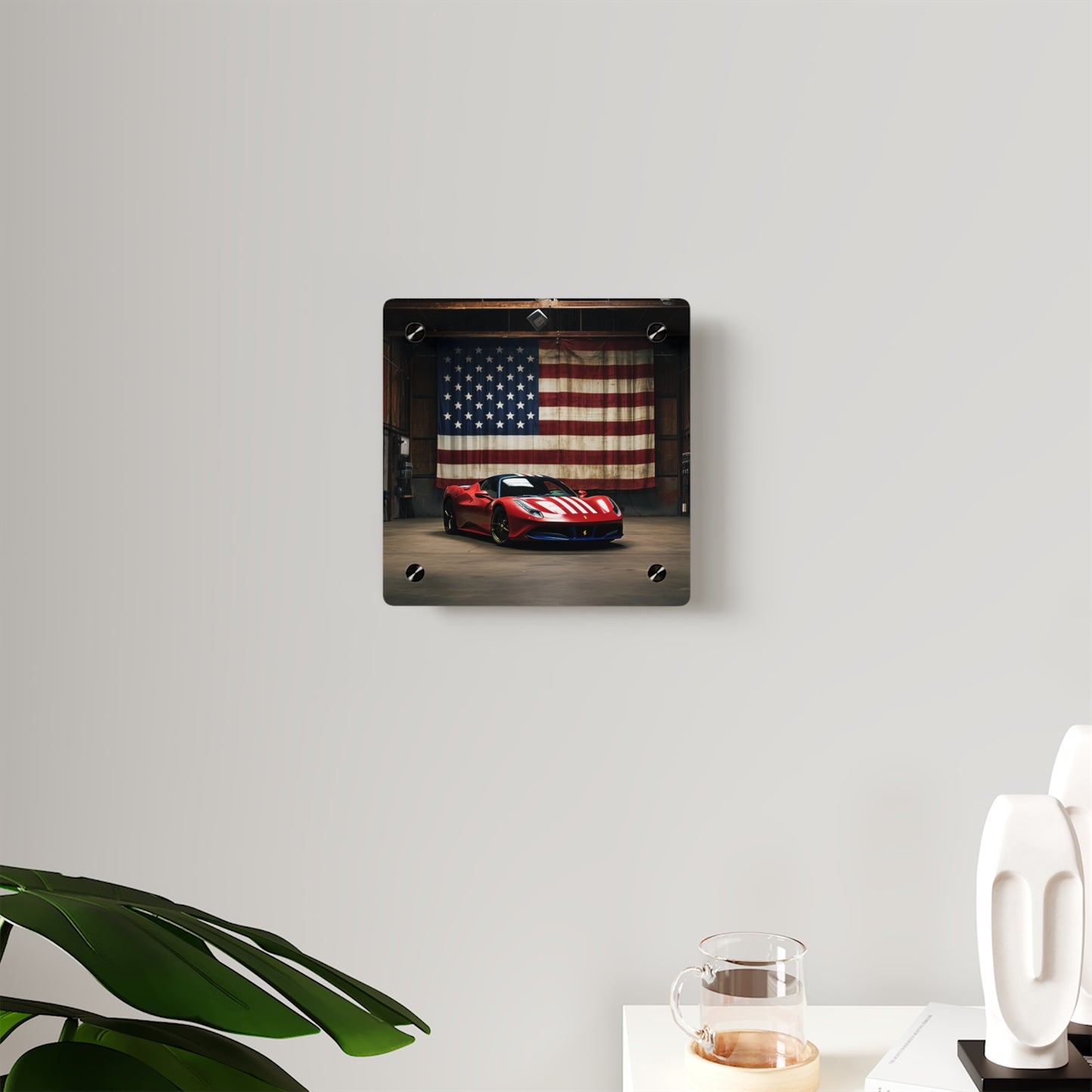 Acrylic Wall Art Panels American Flag Farrari 4