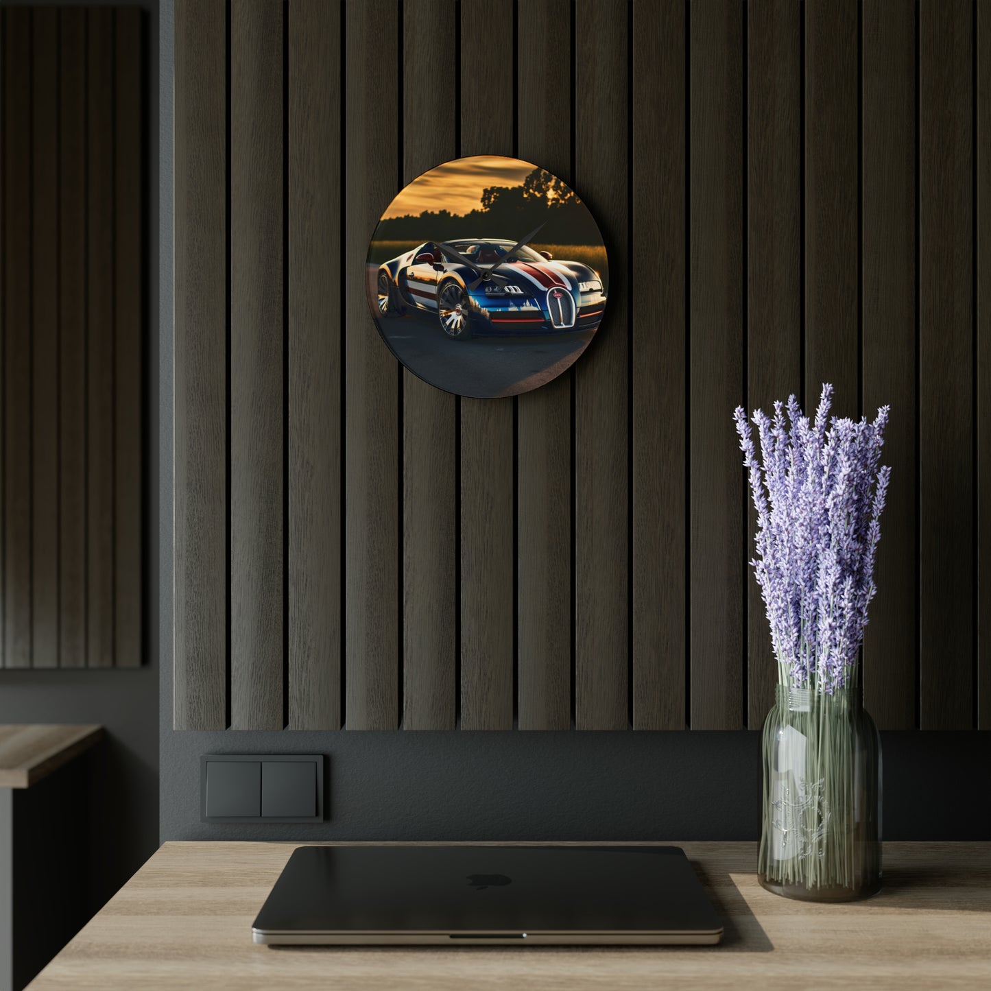 Acrylic Wall Clock Bugatti Flag American 3