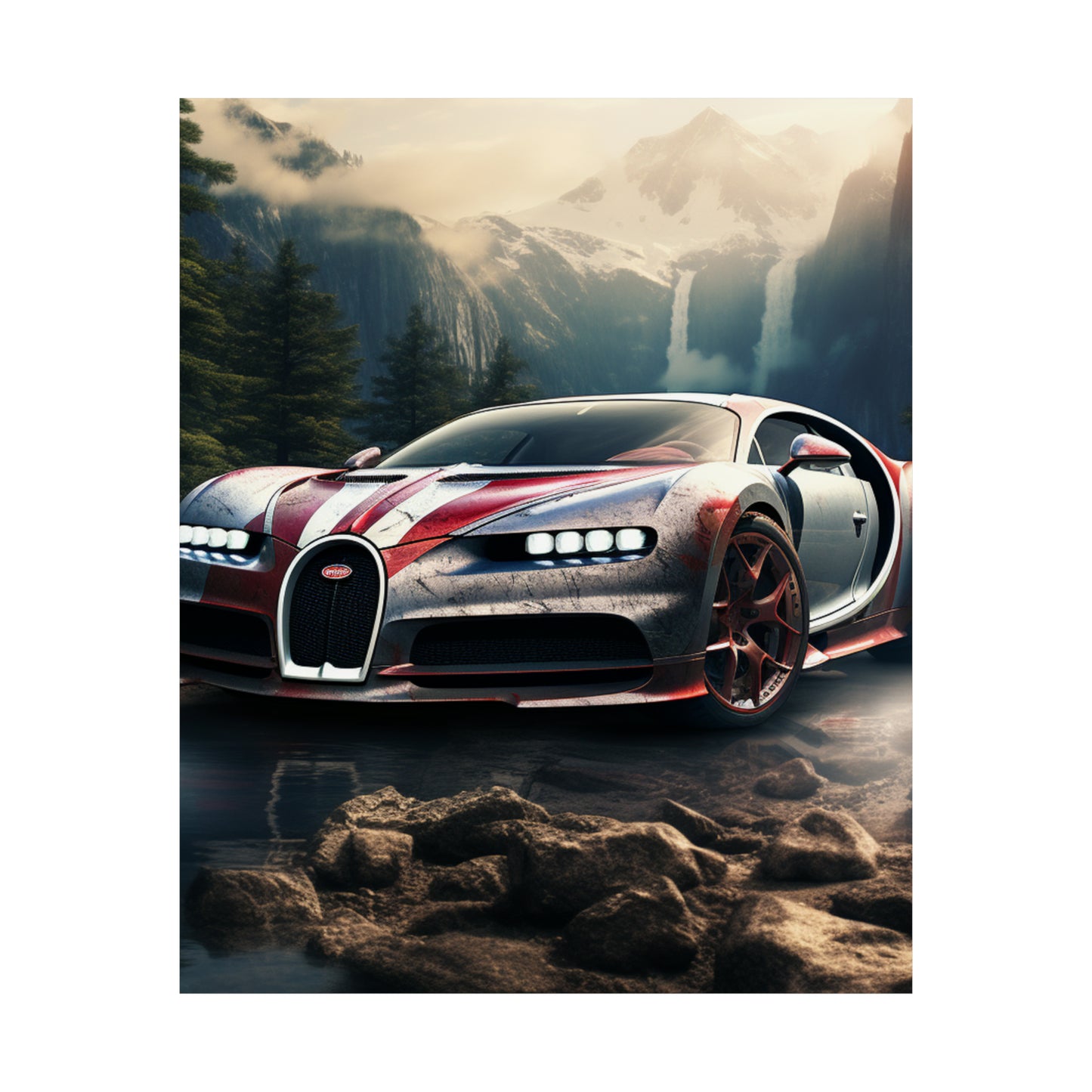 Premium Matte Vertical Posters Bugatti Waterfall 4