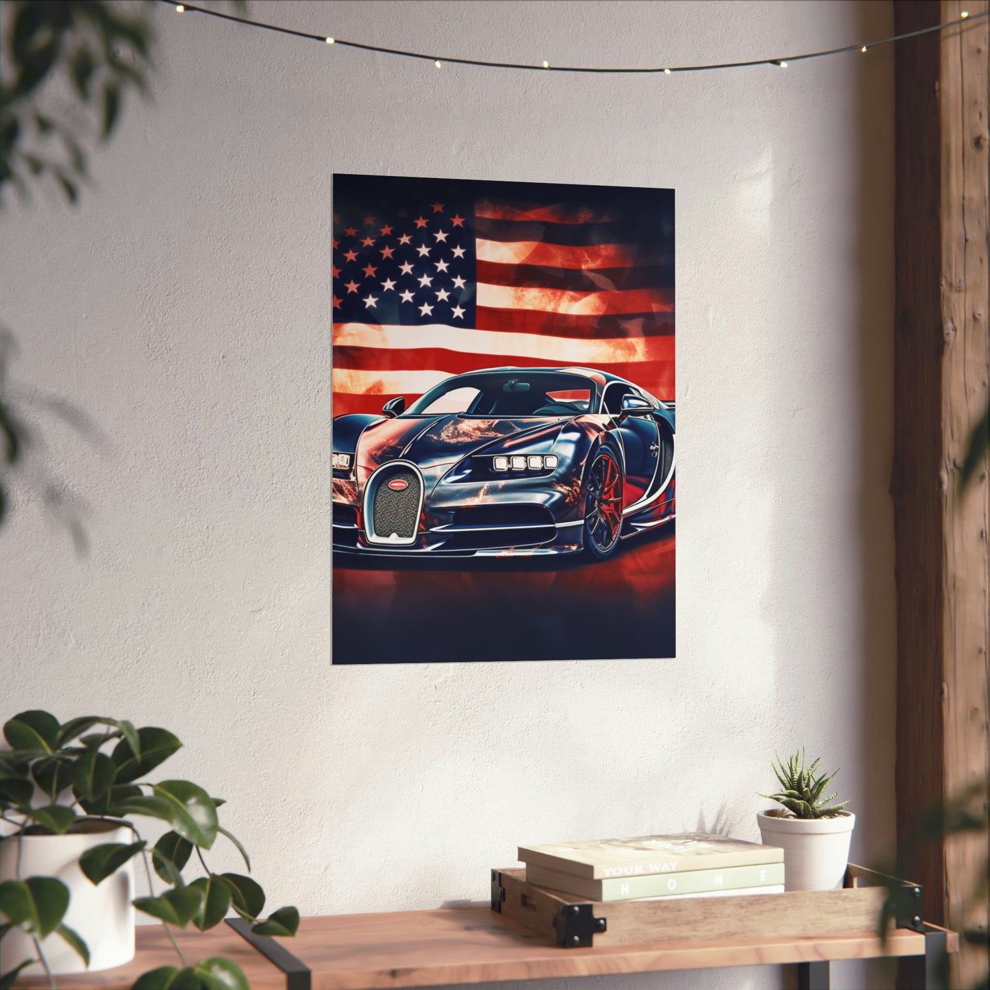 Premium Matte Vertical Posters Abstract American Flag Background Bugatti 4