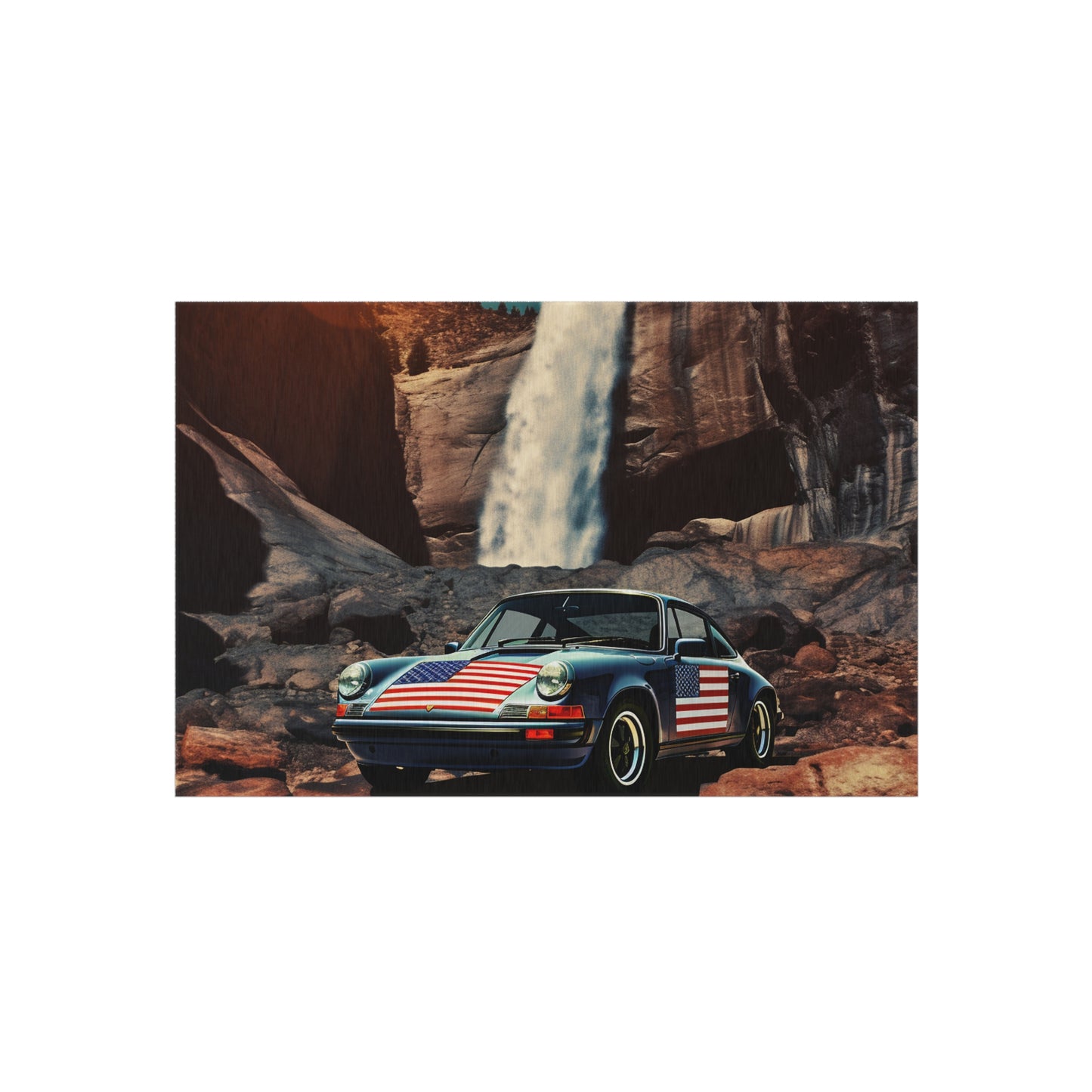 Outdoor Rug  American Flag Porsche Abstract 2