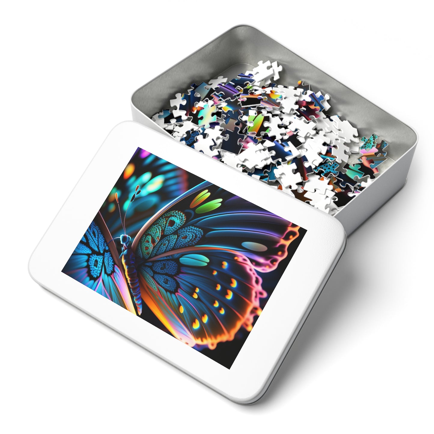 Jigsaw Puzzle (30, 110, 252, 500,1000-Piece) Neon Butterfly Macro 2