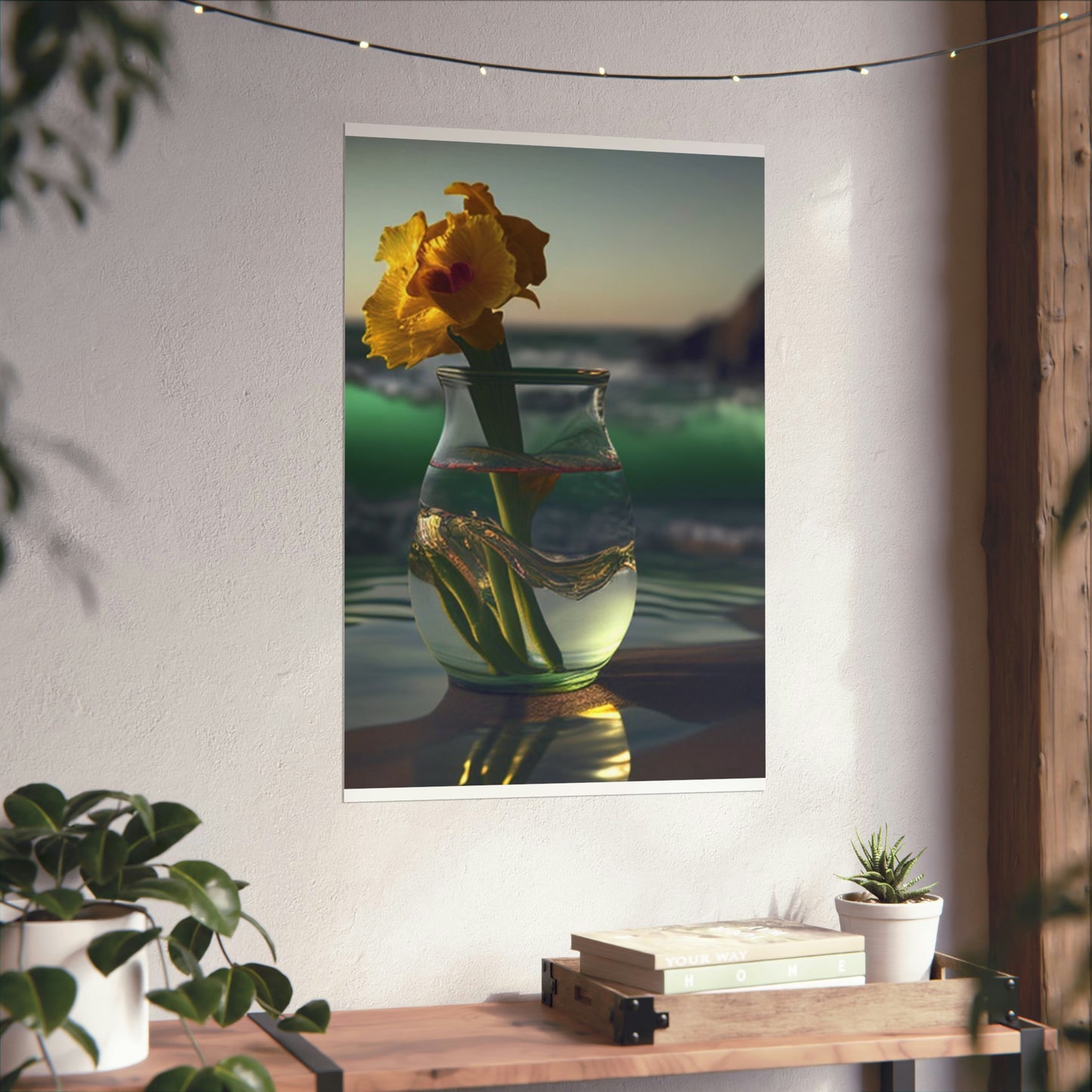 Premium Matte Vertical Posters Yellow Gladiolus glass 1