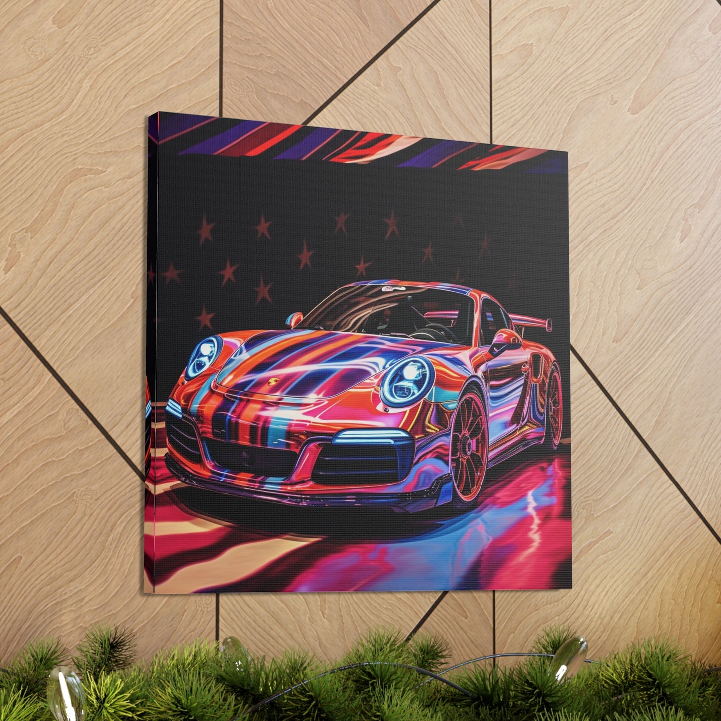 Canvas Gallery Wraps American Flag Colored Porsche 4