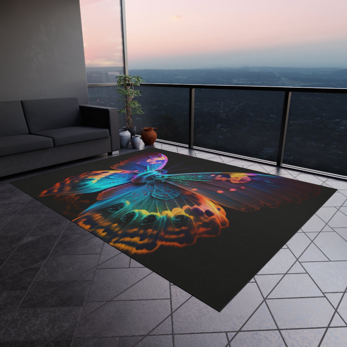 Outdoor Rug  Raw Hyper Color Butterfly 4