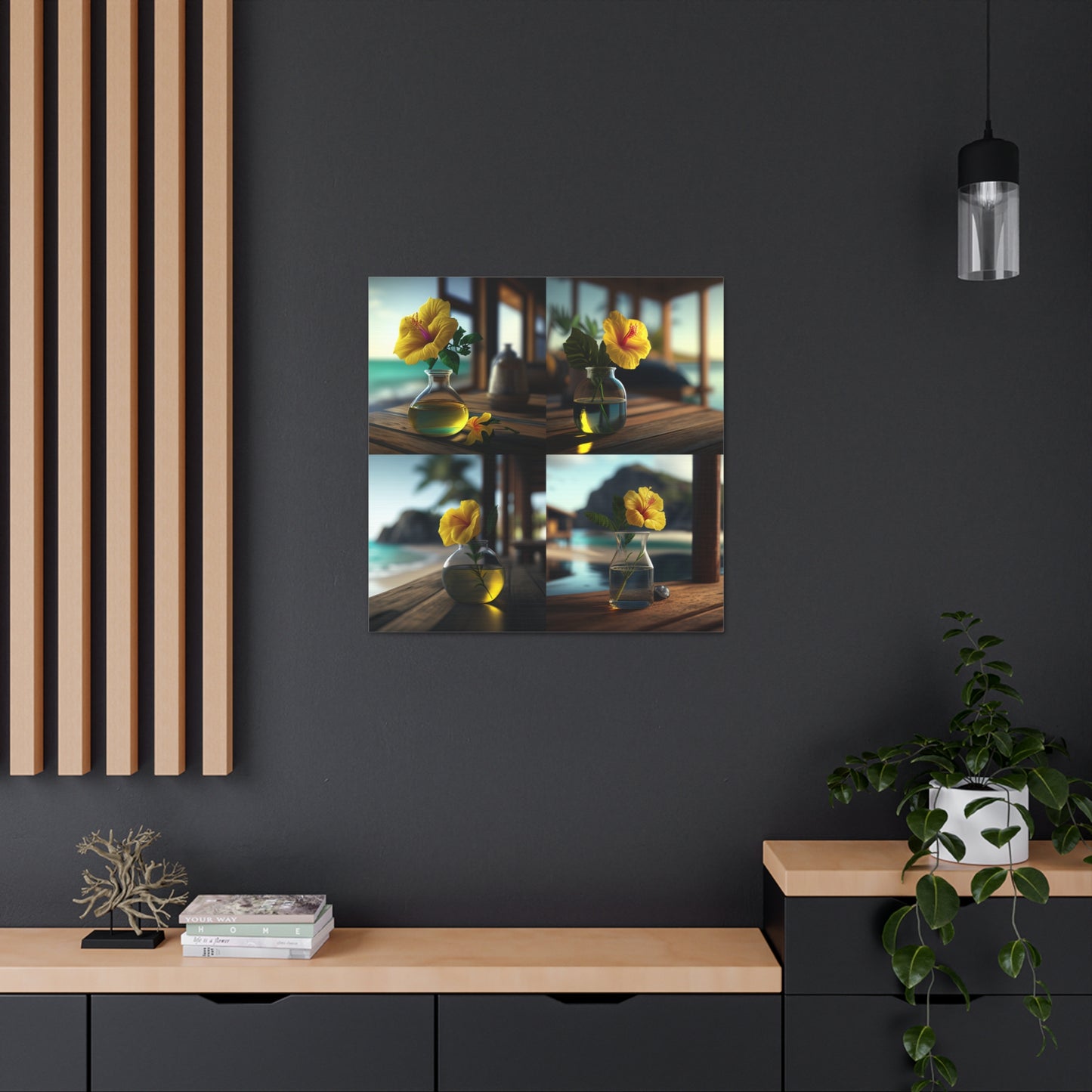 Canvas Gallery Wraps Yellow Hibiscus Wood 5