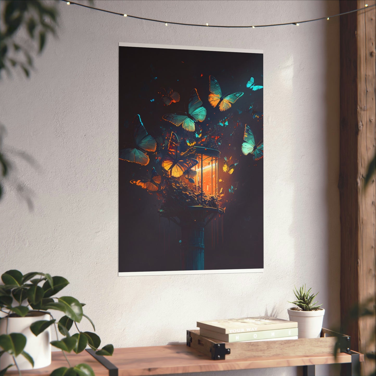 Premium Matte Vertical Posters Street Light Butterfly 1