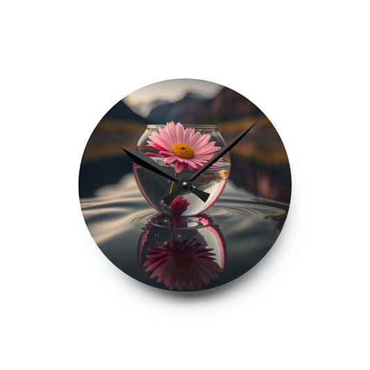 Acrylic Wall Clock Daisy in a vase 2