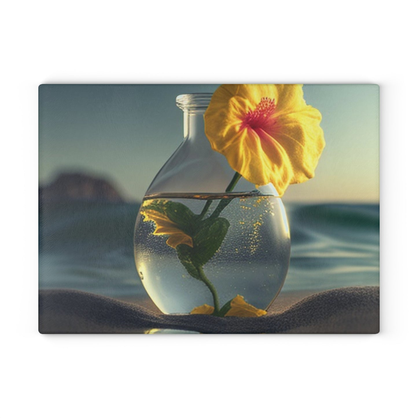 Glass Cutting Board Yellow Hibiscus glass 2