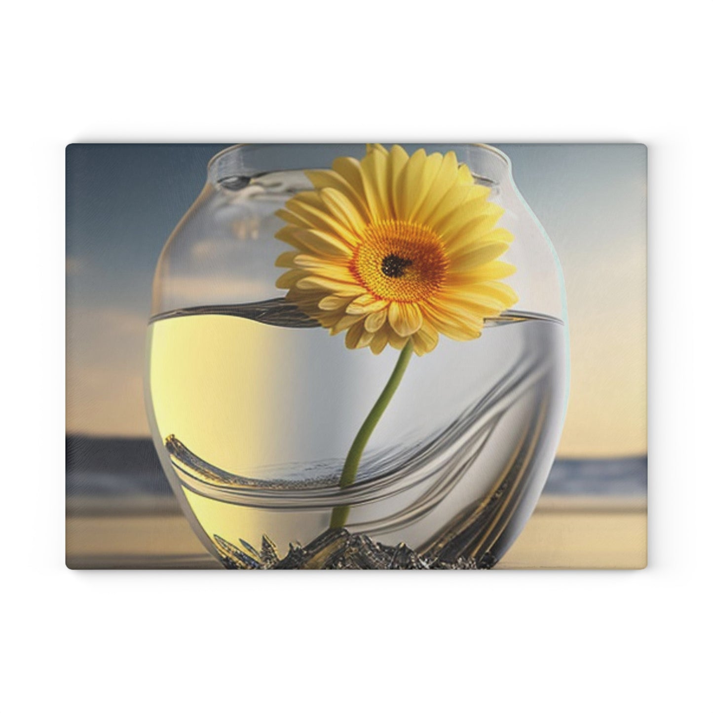 Glass Cutting Board yello Gerbera glass 1