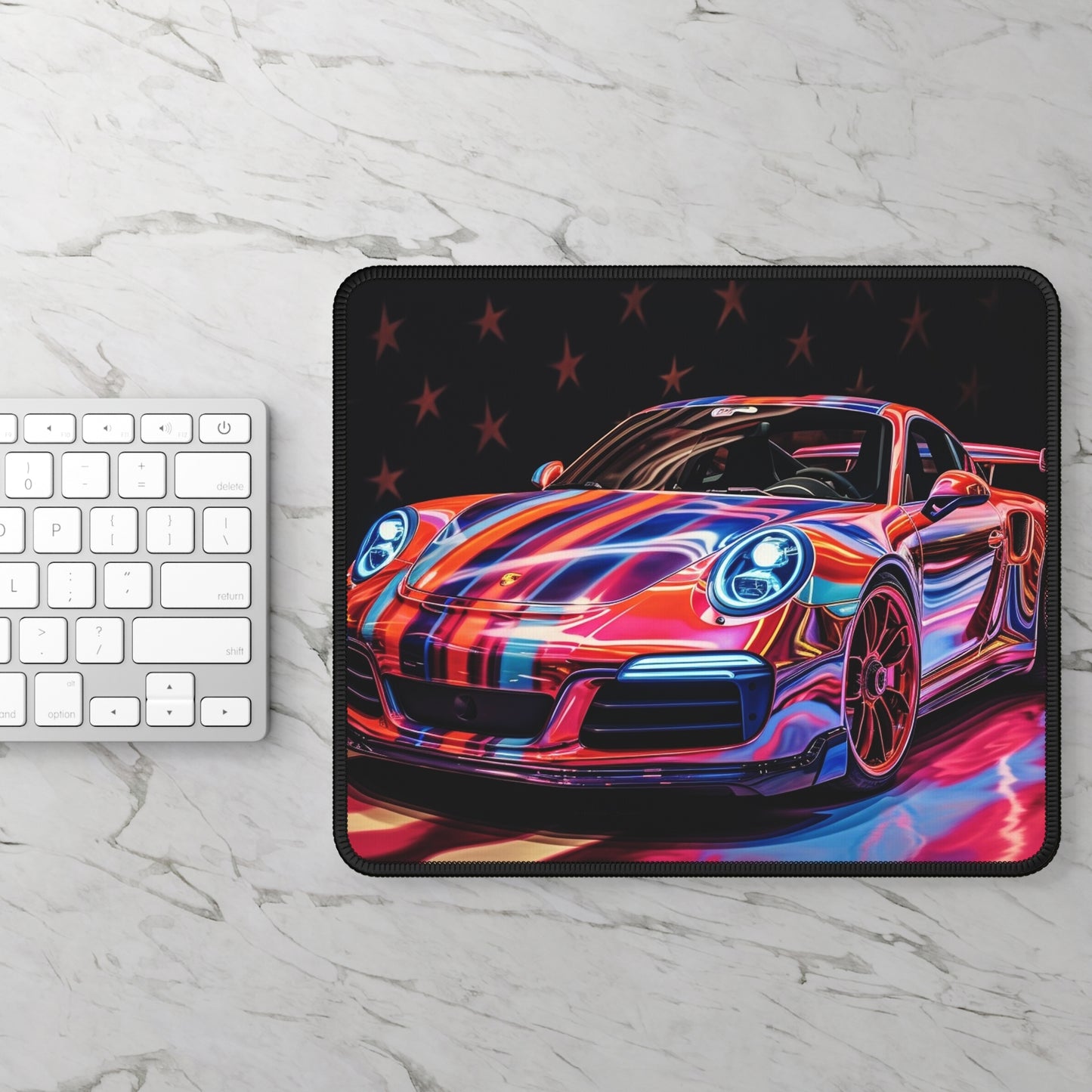 Gaming Mouse Pad  American Flag Colored Porsche 3