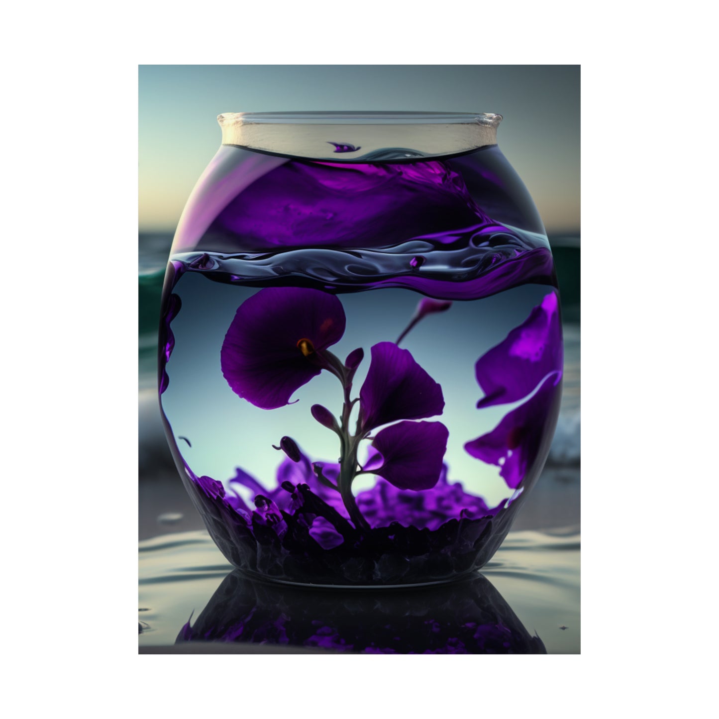 Premium Matte Vertical Posters Purple Sweet pea in a vase 4