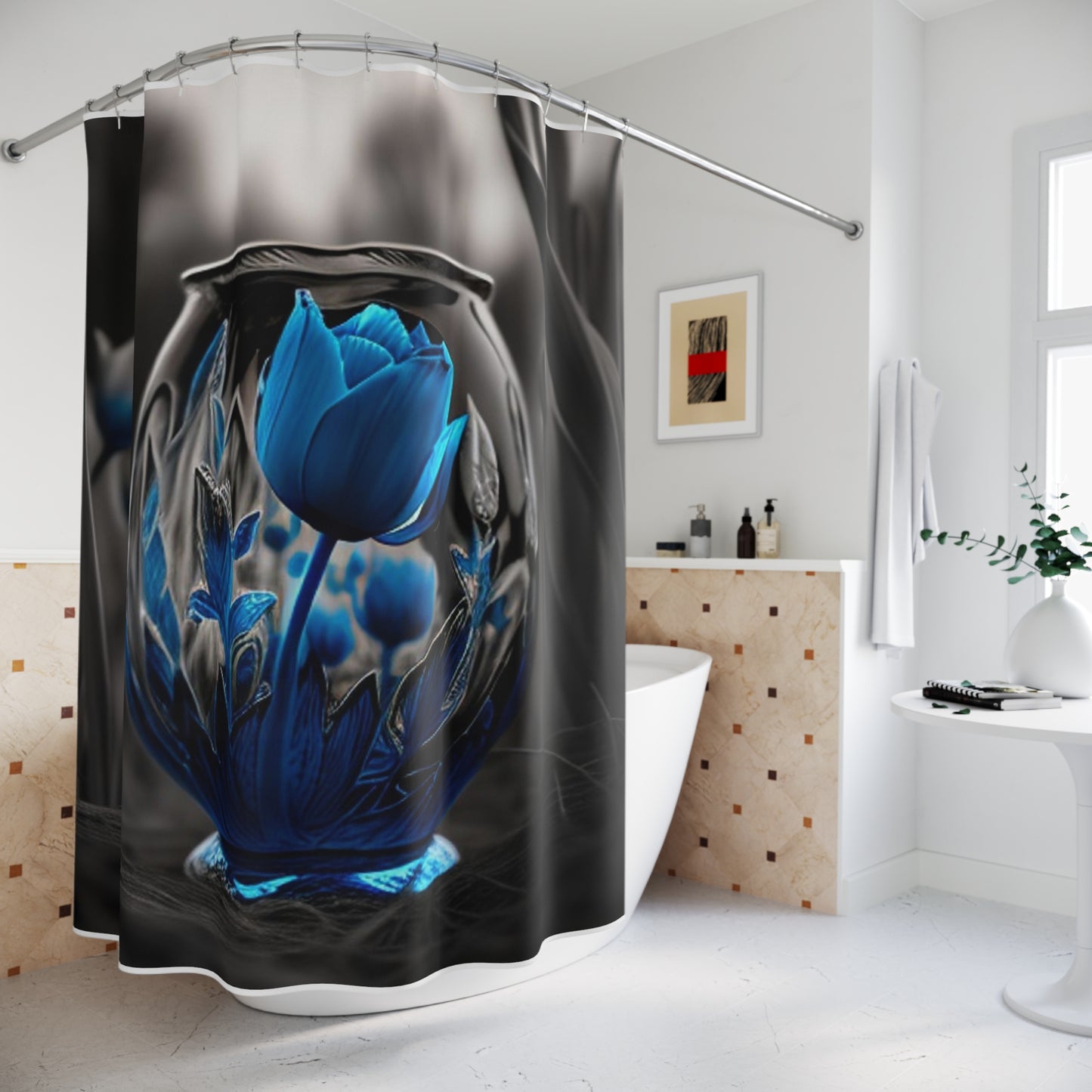 Polyester Shower Curtain Tulip Blue 2