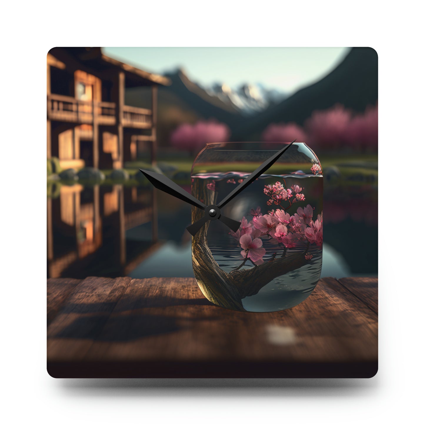 Acrylic Wall Clock Cherry Blossom 3