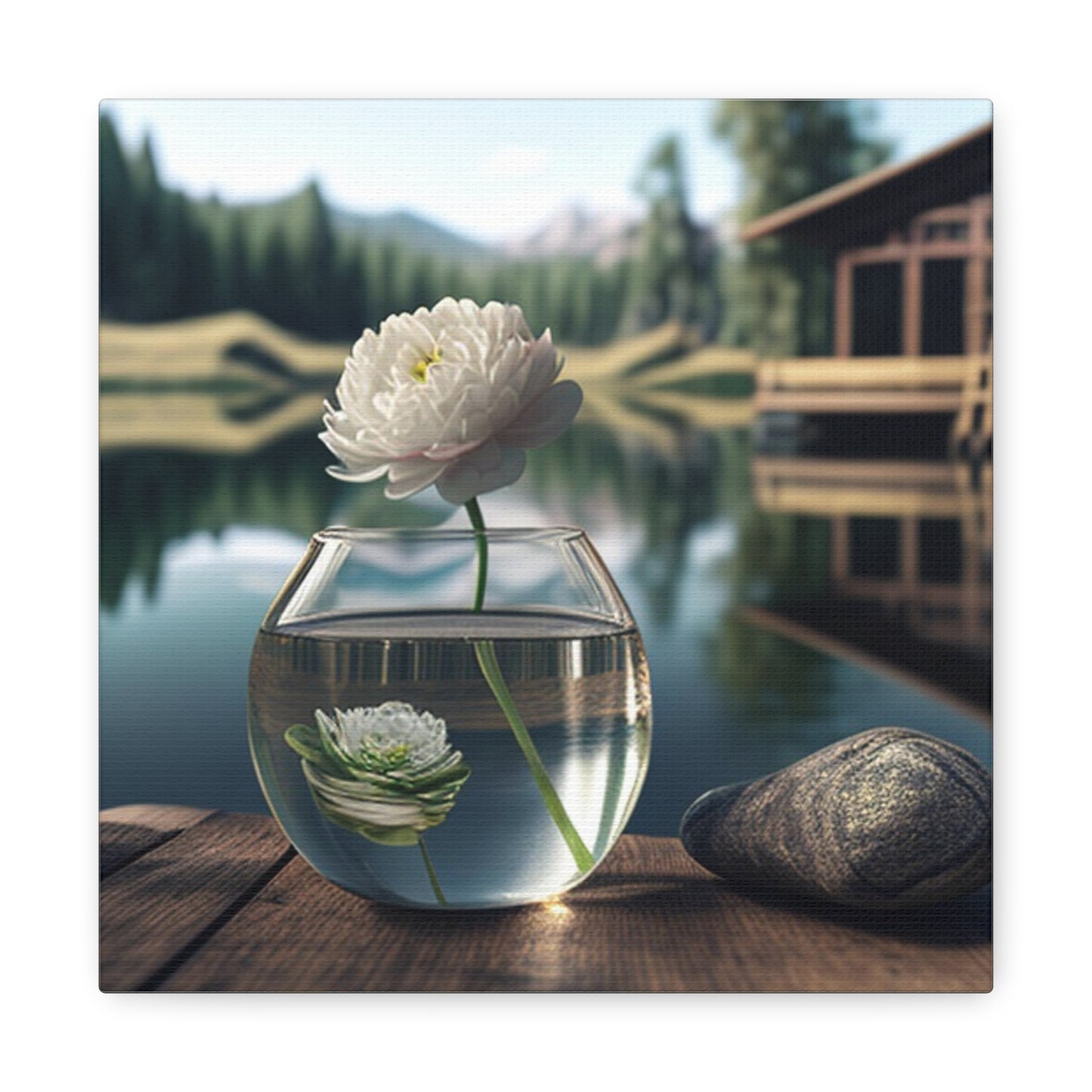 Canvas Gallery Wraps White Peony glass vase 2