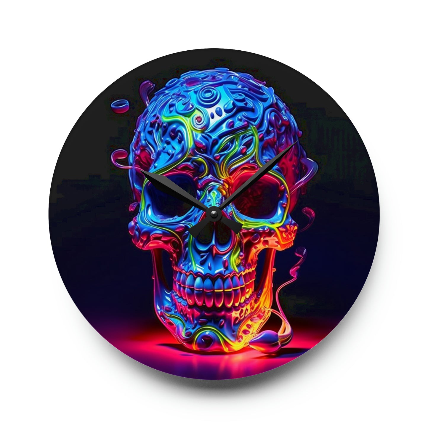 Acrylic Wall Clock Macro Skull Color 3