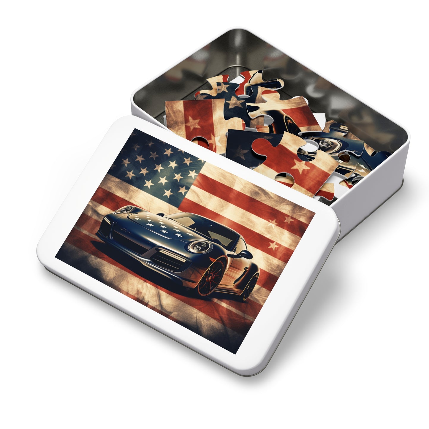 Jigsaw Puzzle (30, 110, 252, 500,1000-Piece) Abstract American Flag Background Porsche 3