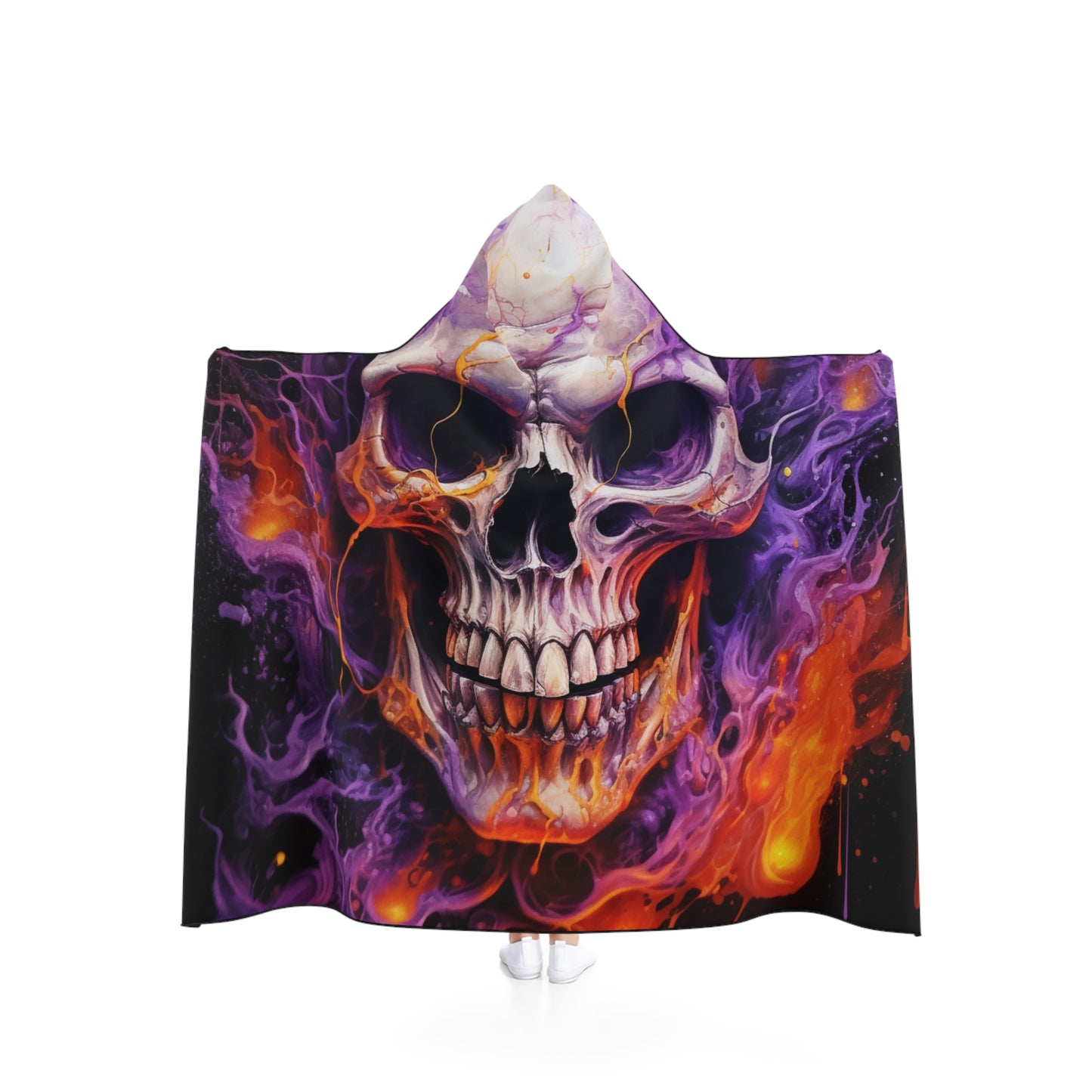 Hooded Blanket Skull Flames 2