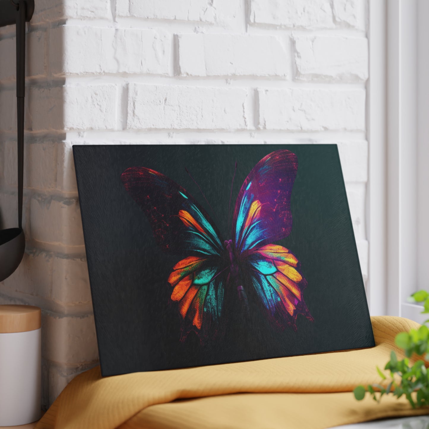 Glass Cutting Board Hyper Colorful Butterfly Macro 4