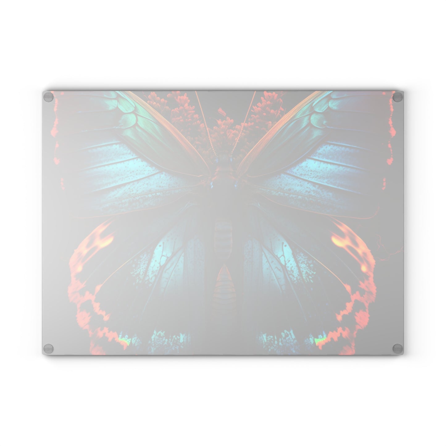 Glass Cutting Board Neon Butterfly Flair 3