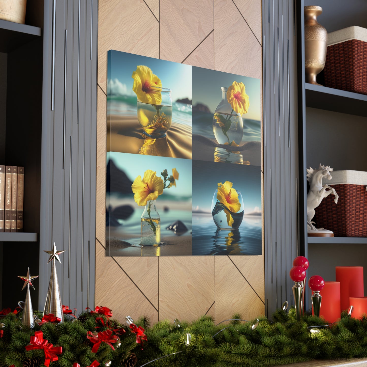 Canvas Gallery Wraps Yellow Hibiscus glass 5