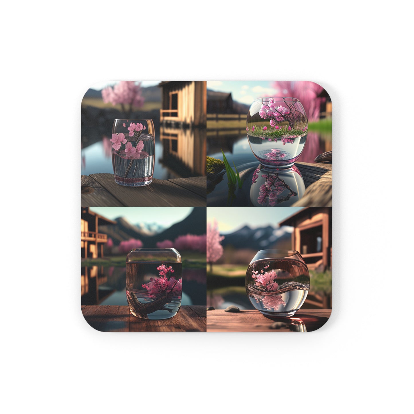 Corkwood Coaster Set Cherry Blossom 5