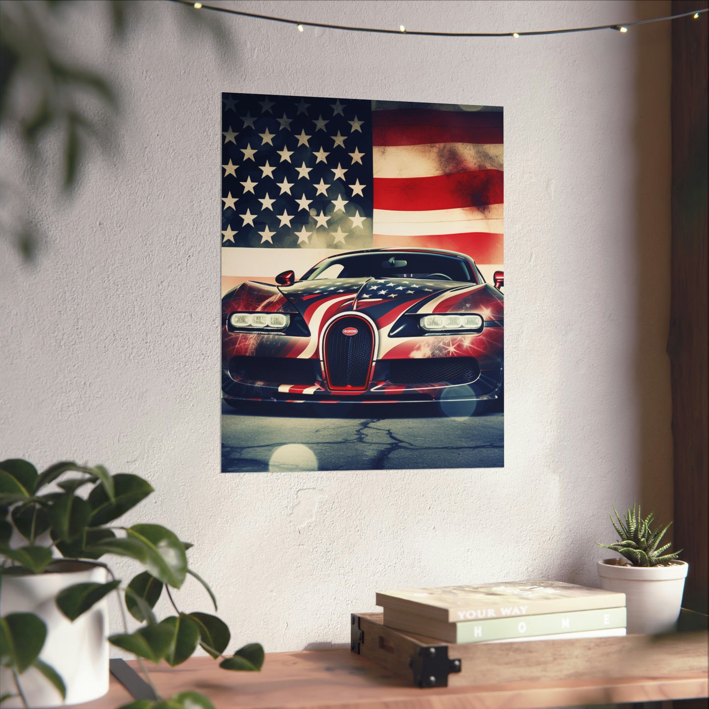 Premium Matte Vertical Posters Abstract American Flag Background Bugatti 1