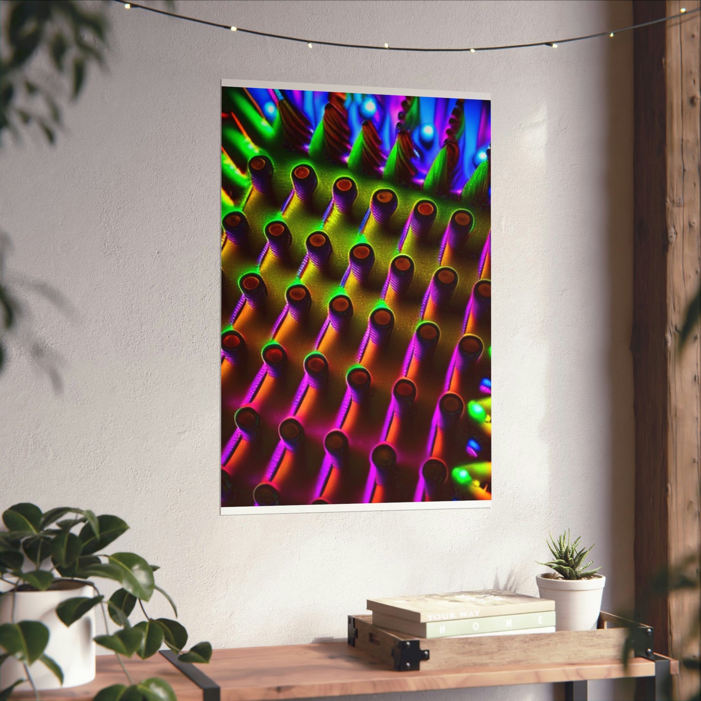 posters Macro Cactus neon square 1