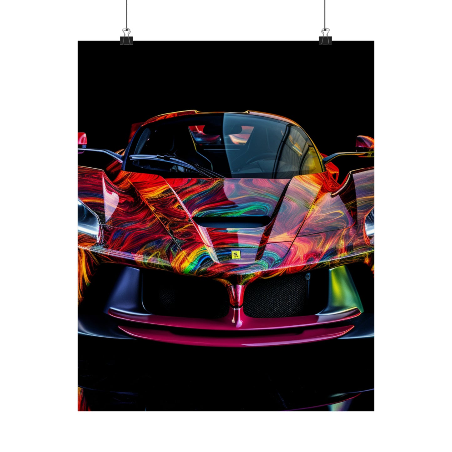 Premium Matte Vertical Posters Ferrari Neon 3