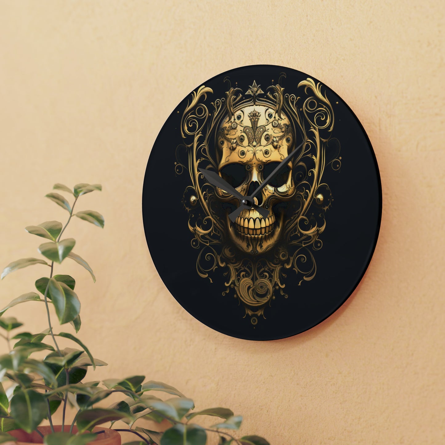 Acrylic Wall Clock Skull Treble Clef 3