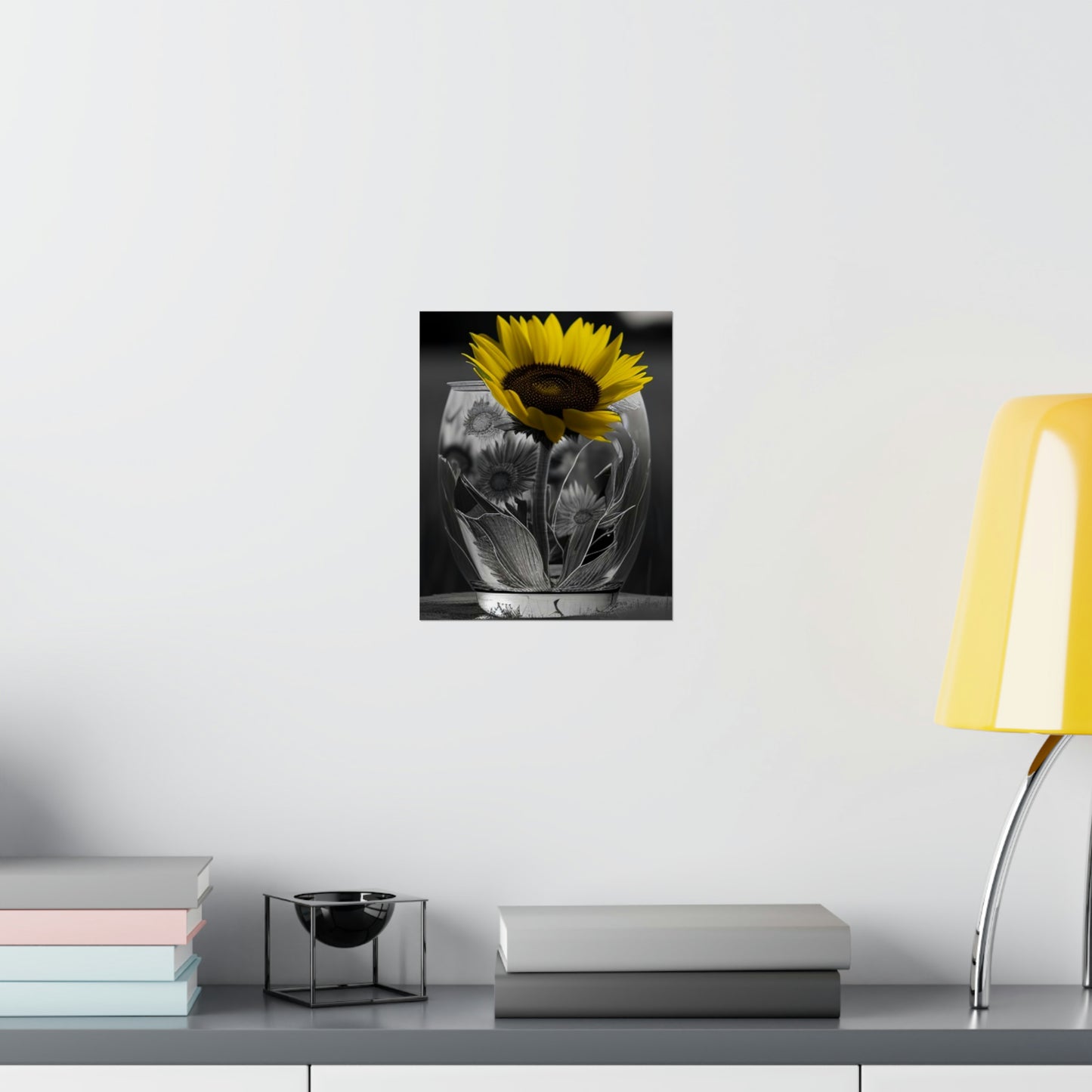 Premium Matte Vertical Posters Yellw Sunflower in a vase 1