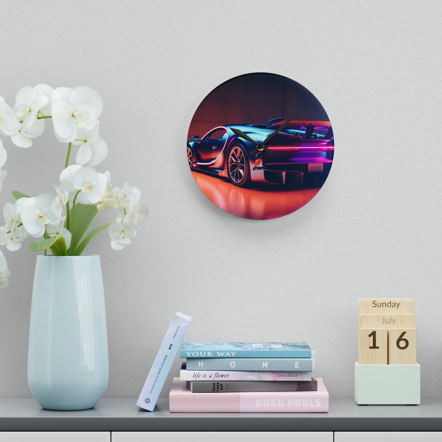 Acrylic Wall Clock Hyper Bugatti Neon Chiron 2