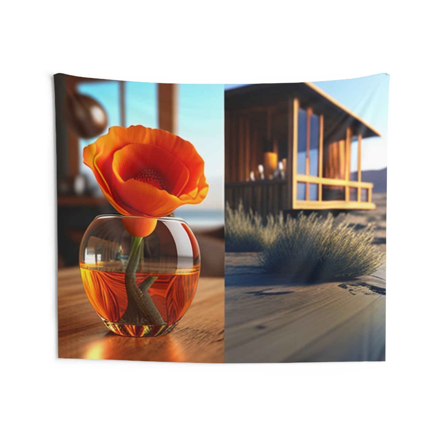 Indoor Wall Tapestries Poppy in a Glass Vase 3