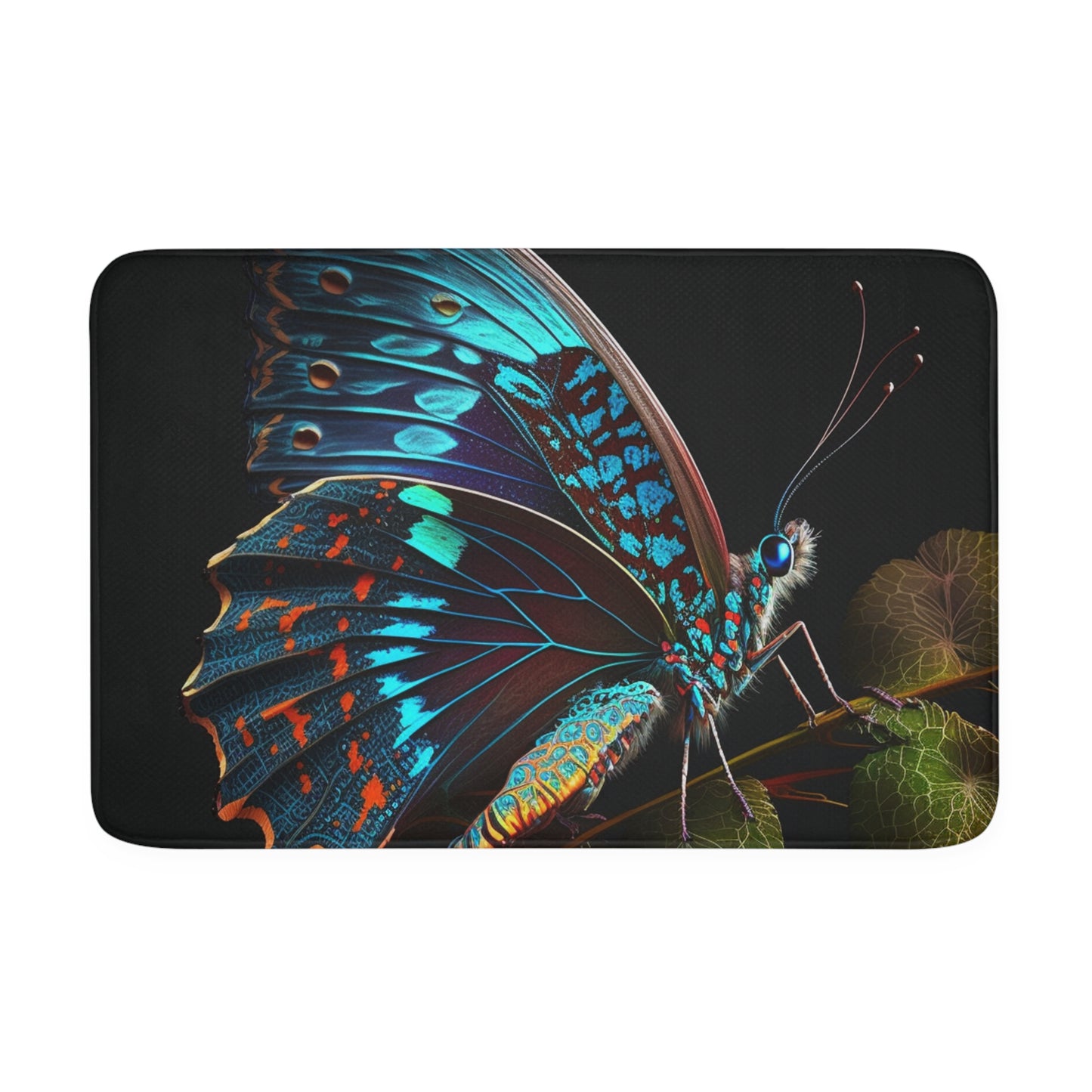 Memory Foam Bath Mat Hue Neon Butterfly 2