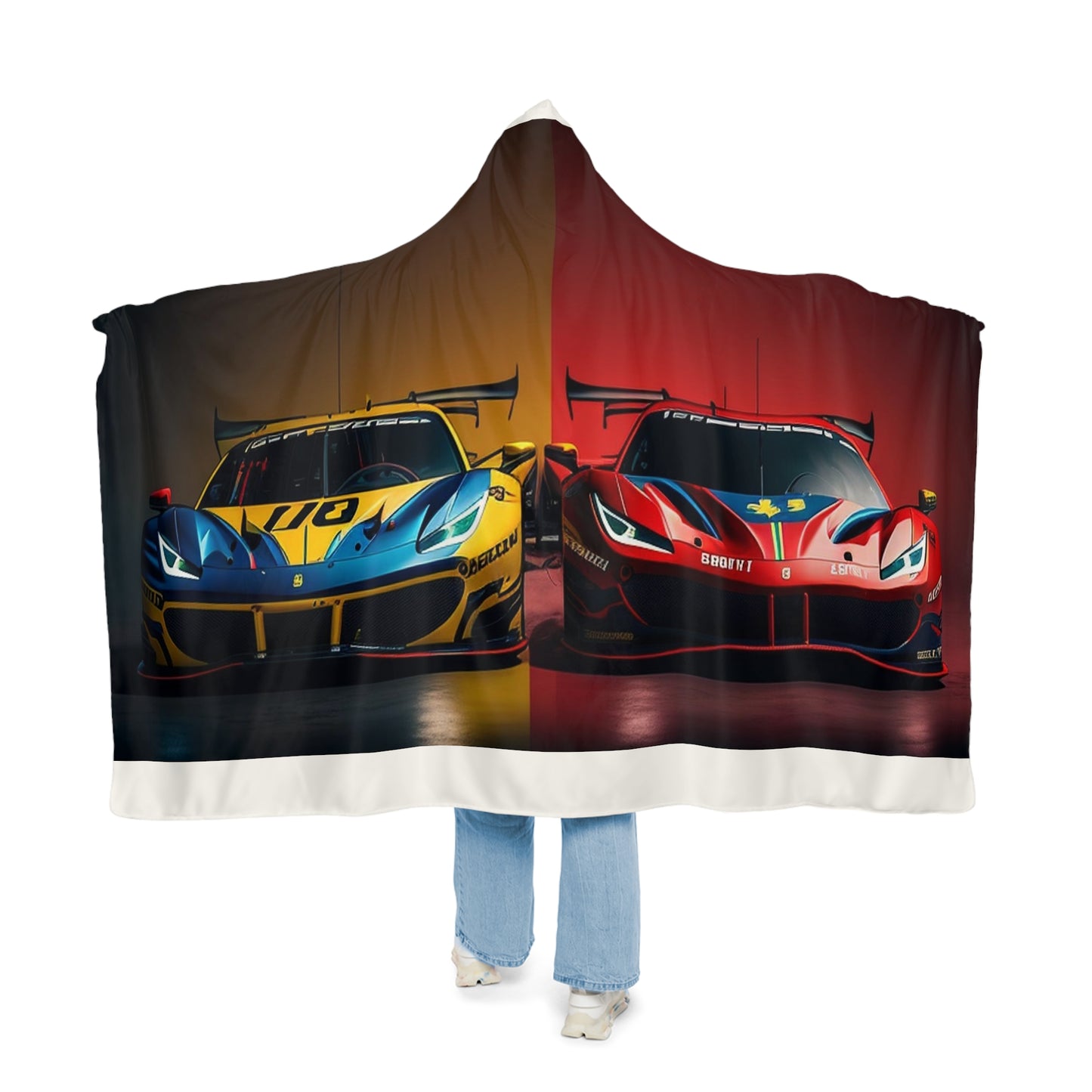 Snuggle Hooded Blanket Ferrari Red Blue 3