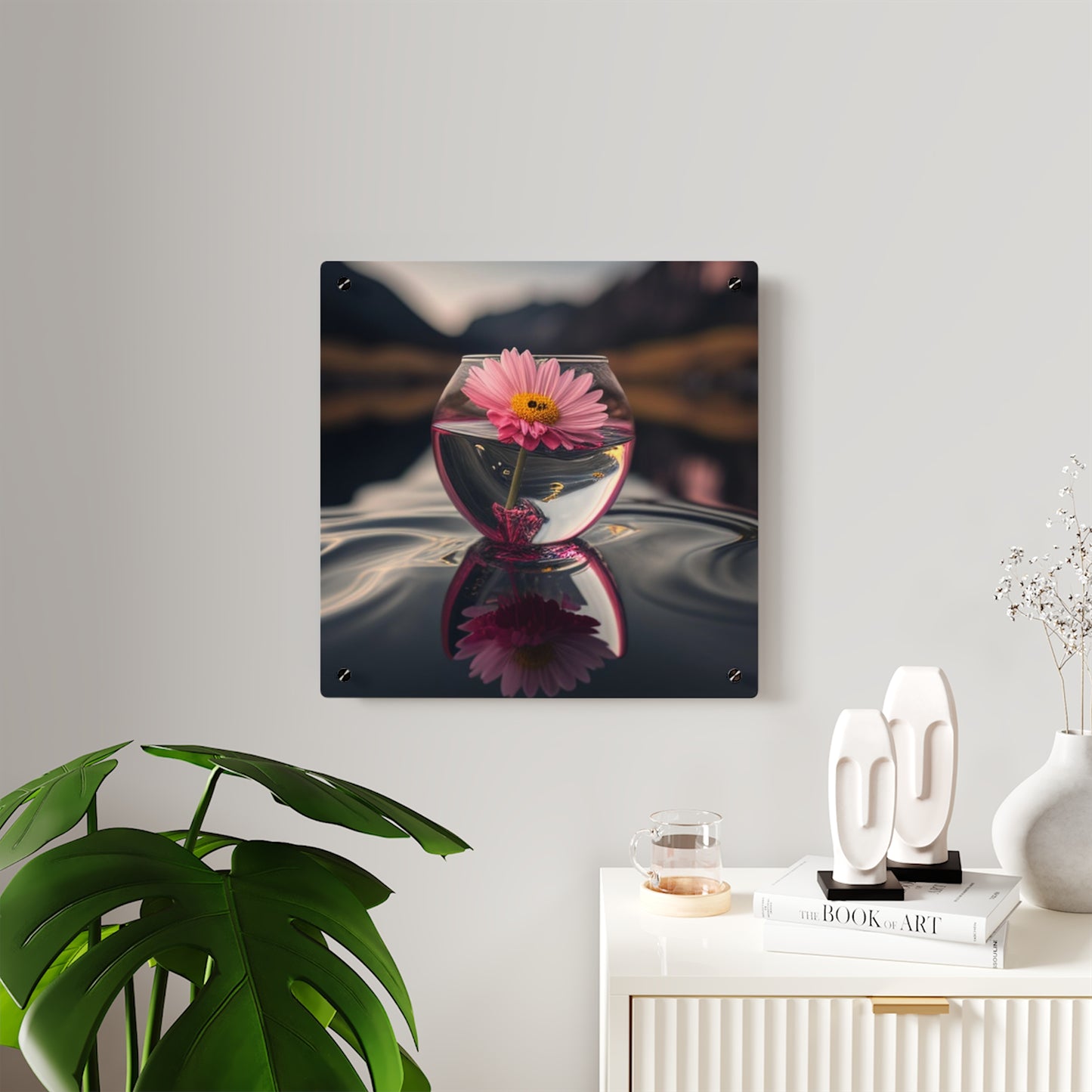 Acrylic Wall Art Panels Pink Daisy 1