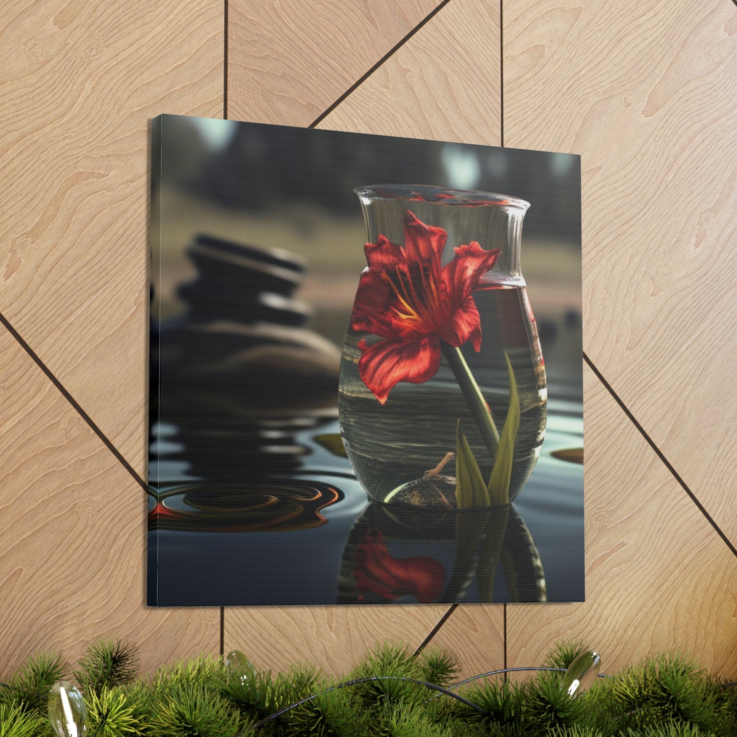 Canvas Gallery Wraps Red Lily in a Glass vase 4