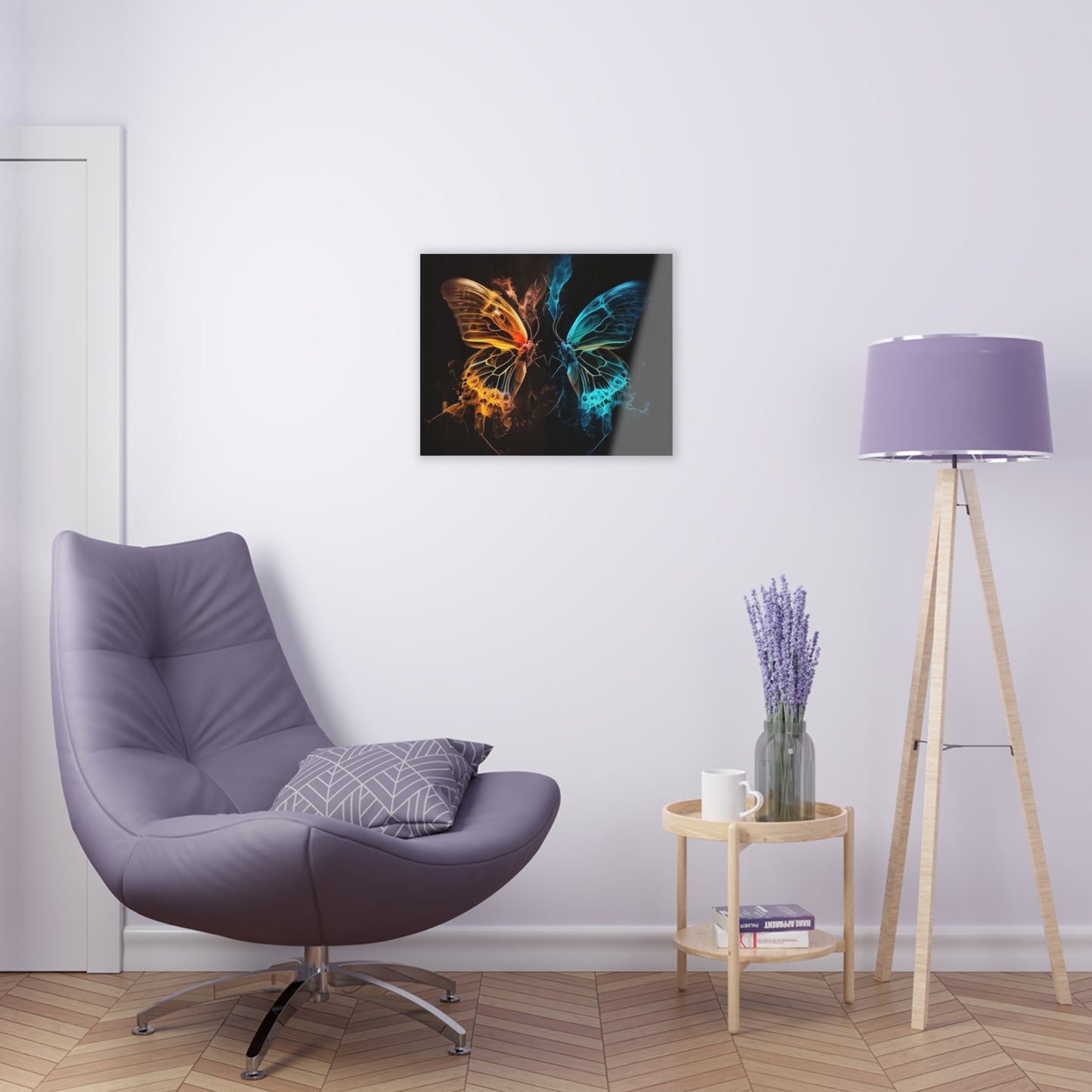 Acrylic Prints Kiss Neon Butterfly 3