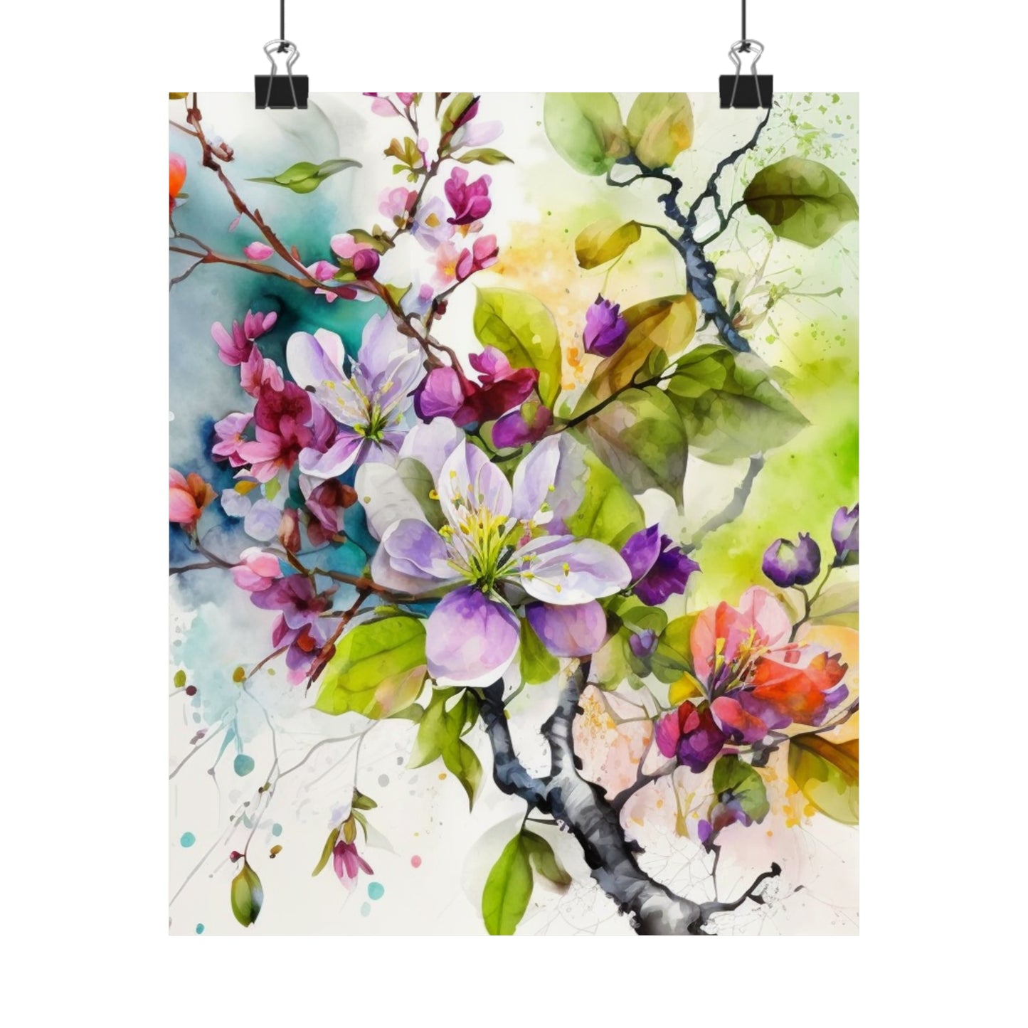 Premium Matte Vertical Posters Mother Nature Bright Spring Colors Realistic Watercolor 4