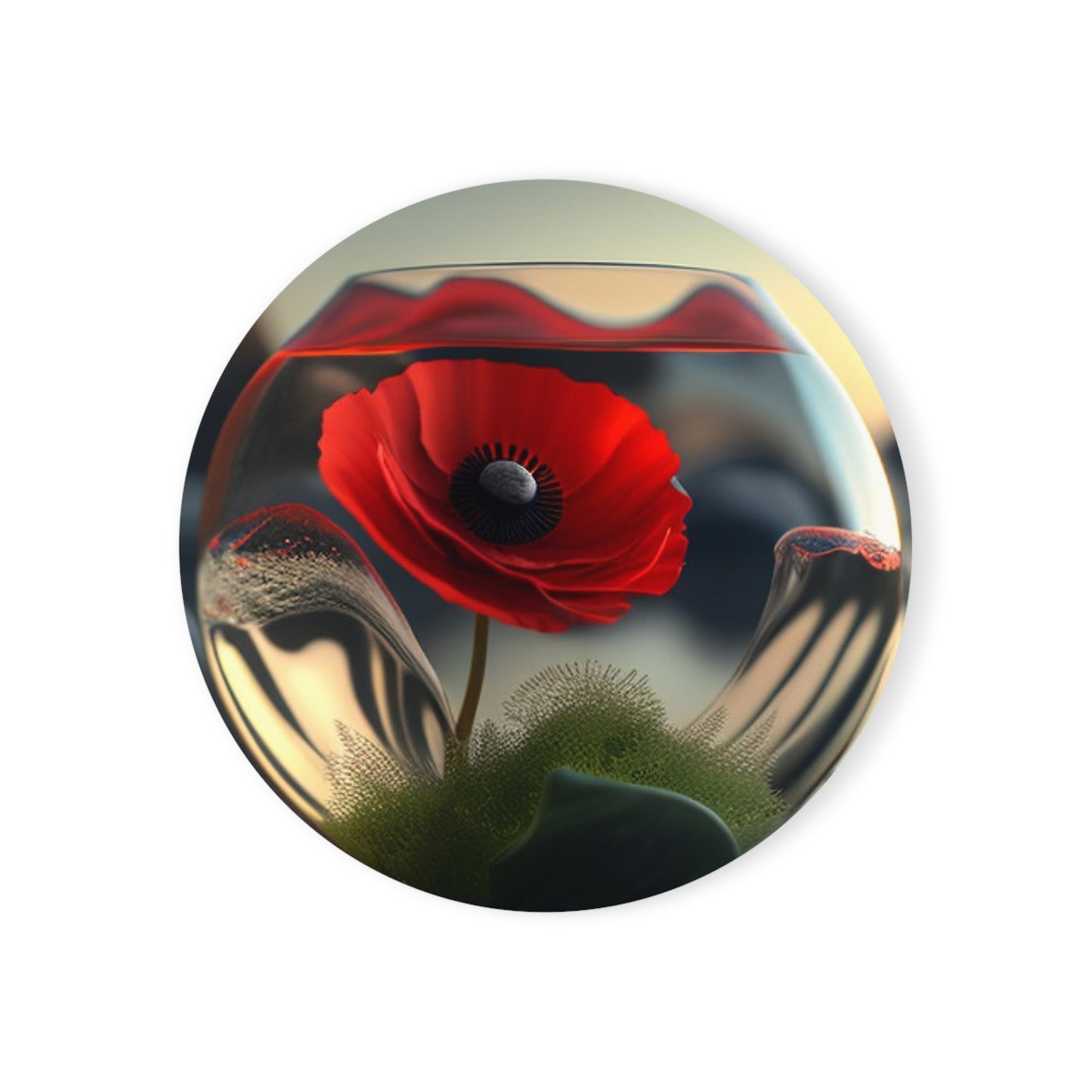 Cork Back Coaster Red Anemone in a Vase 3